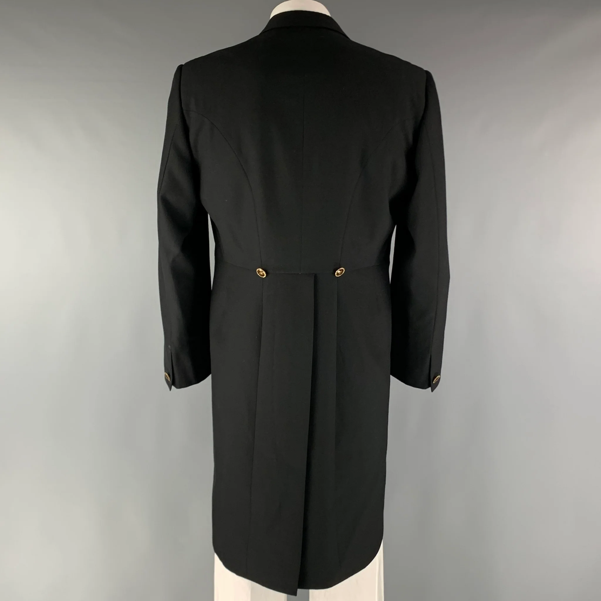 GIANNI VERSACE Chest Size 42 Black Wool Blend Tails Sport Coat - Image 4