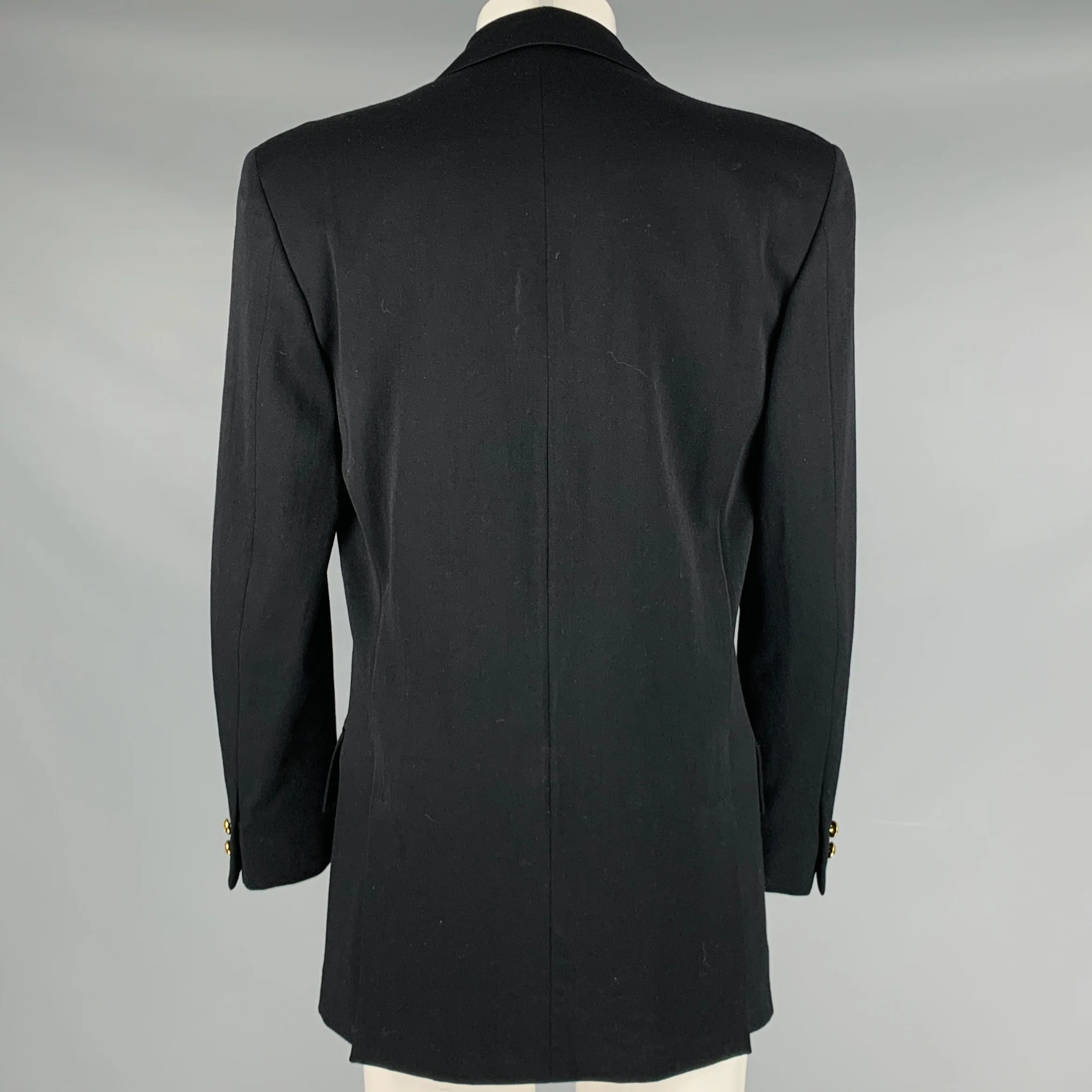 GIANNI VERSACE Size 40 Black Wool Single Breasted Jacket - Image 3