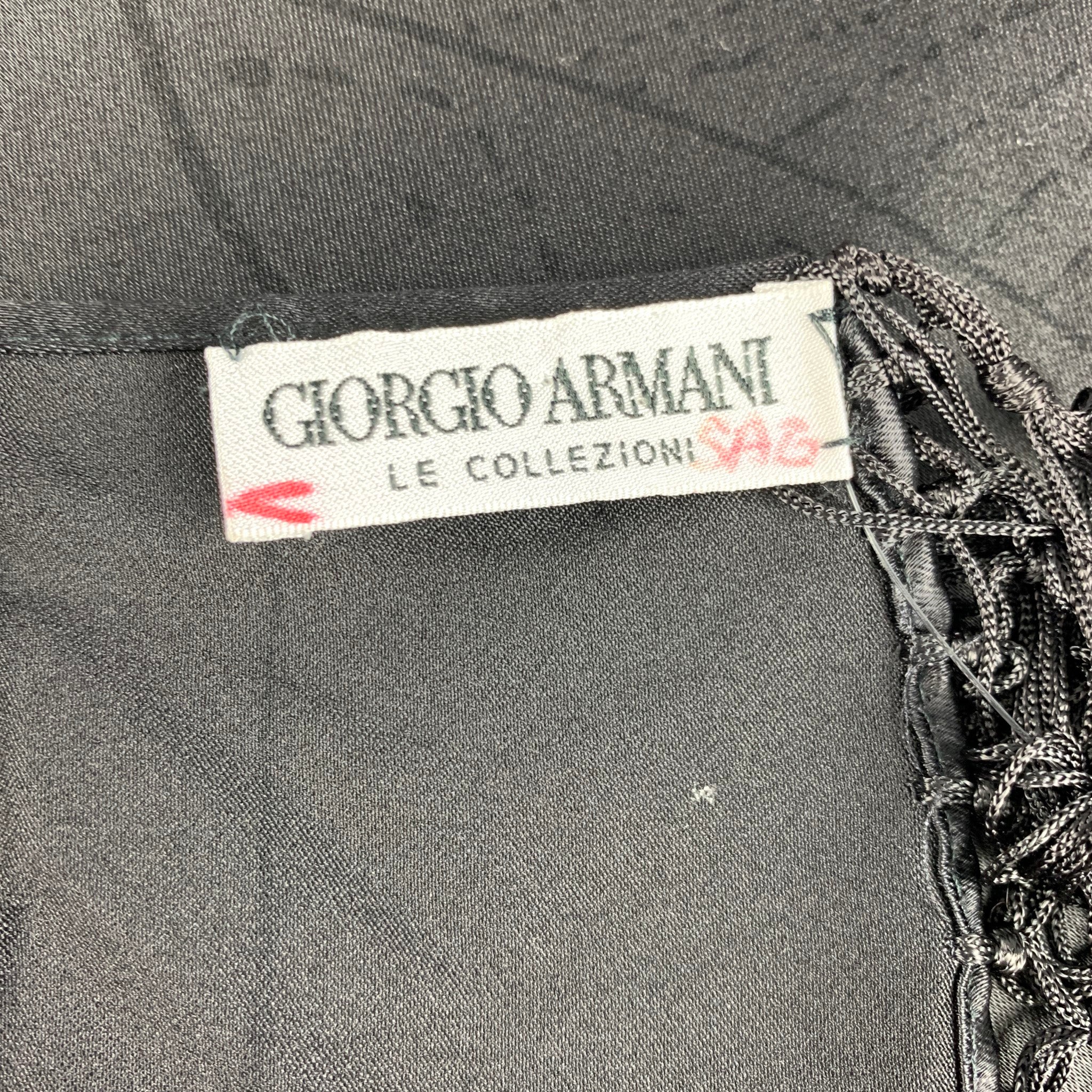 GIORGIO ARMANI Black Abstract Satin Scarves - Image 4