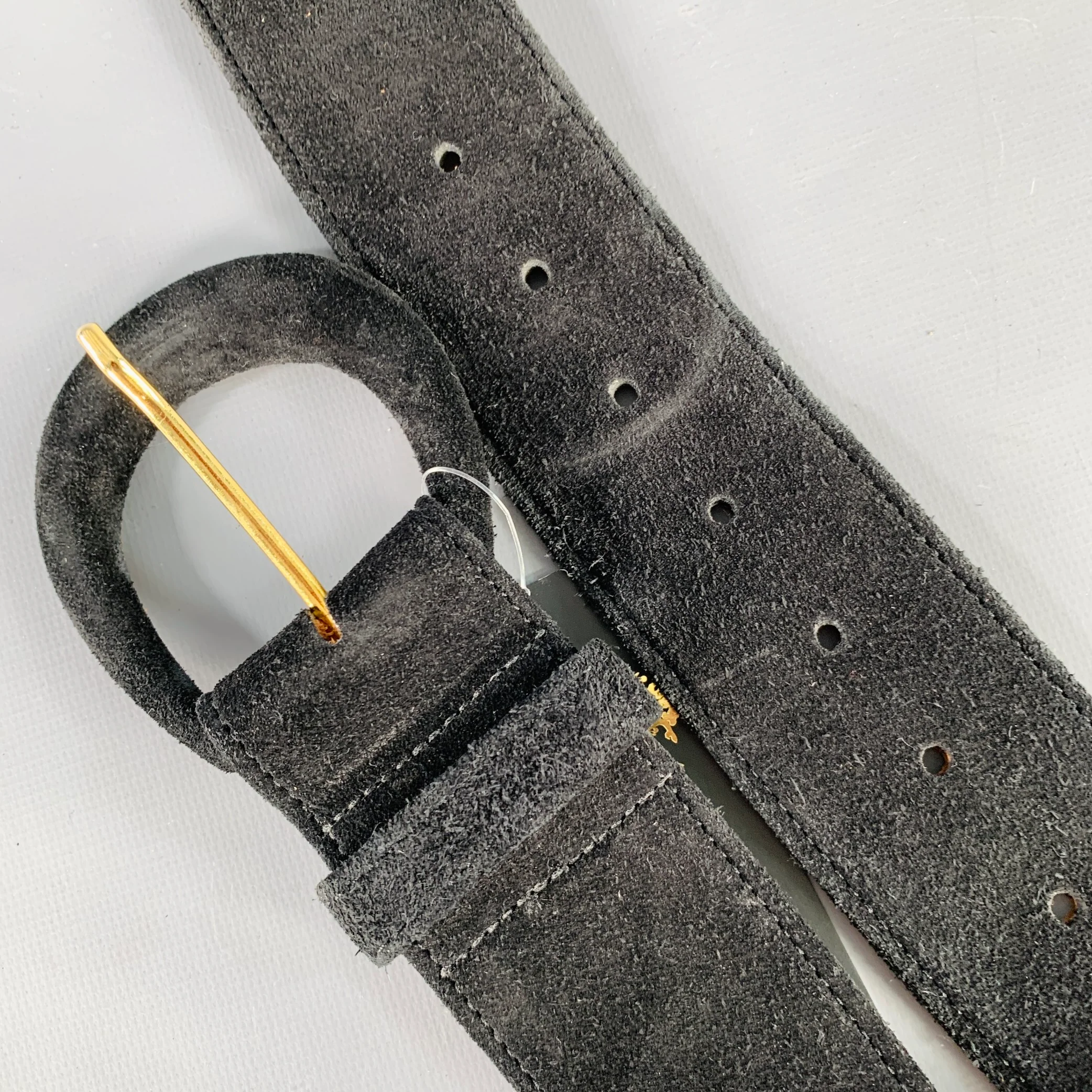 GIORGIO ARMANI Black Suede Covered Buckle Belt - Image 7