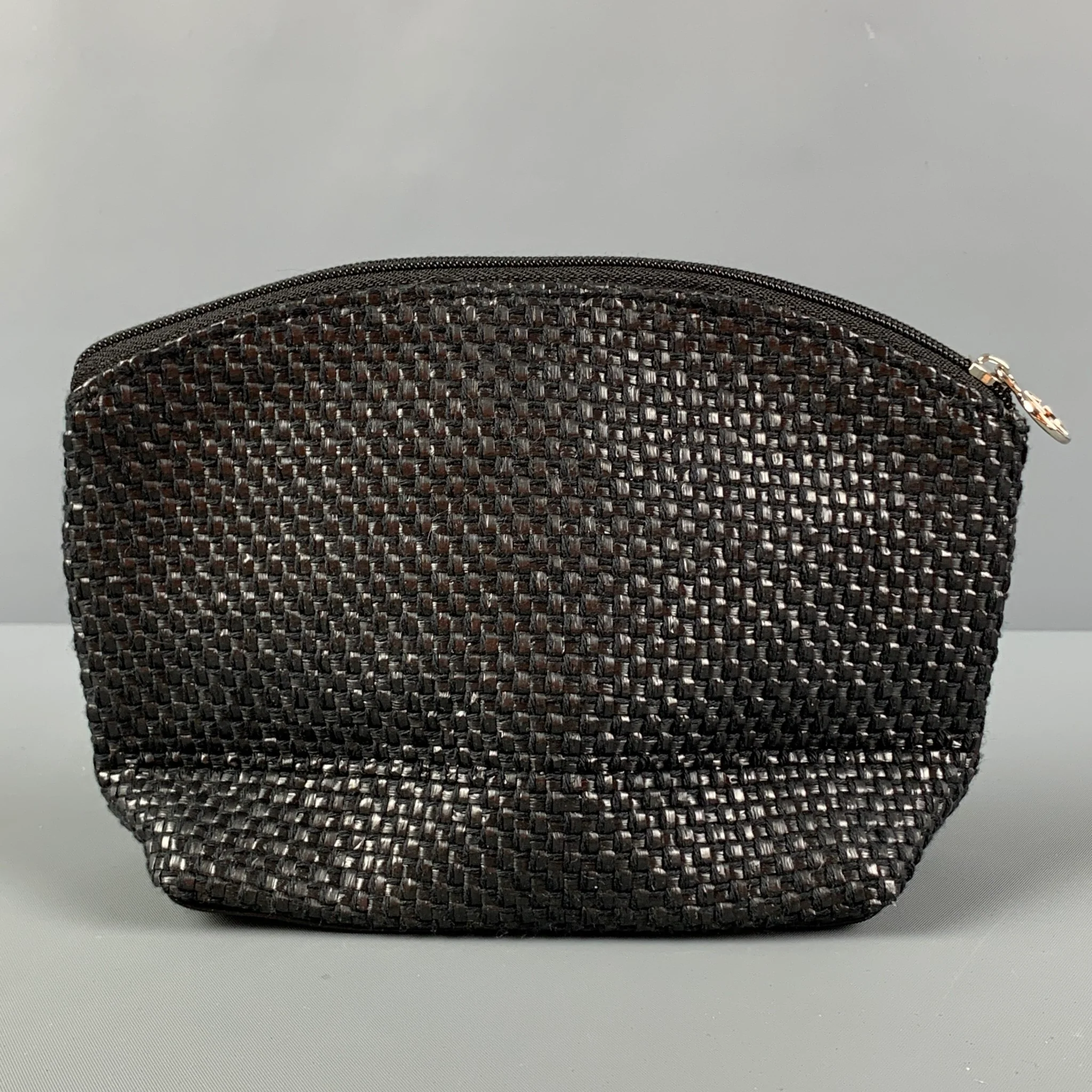 GIORGIO ARMANI Black Woven Faux Patent Leather Make-up Bag - Image 3