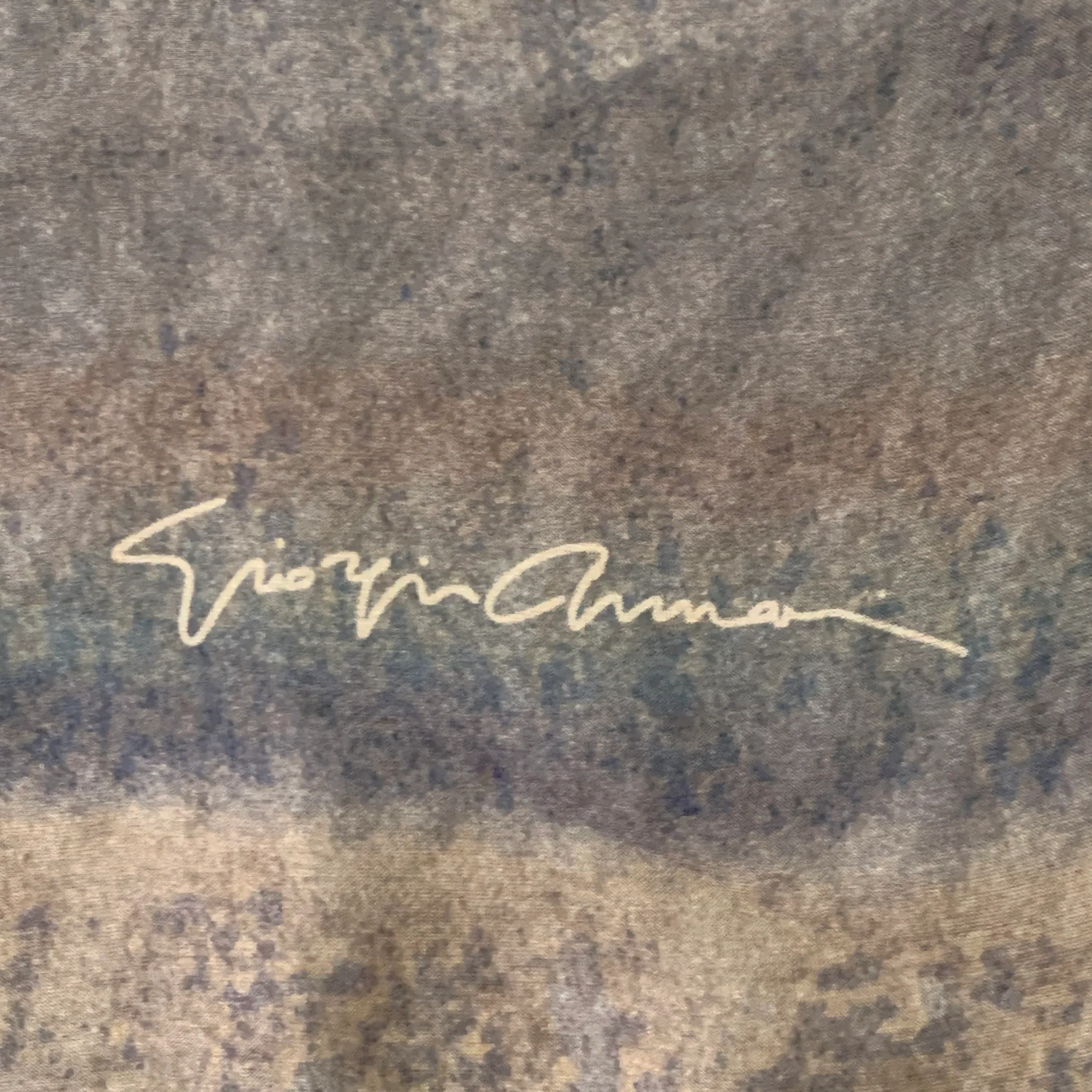 GIORGIO ARMANI Brown Green Ombre Watercolor Silk Scarf Shawl - Image 2