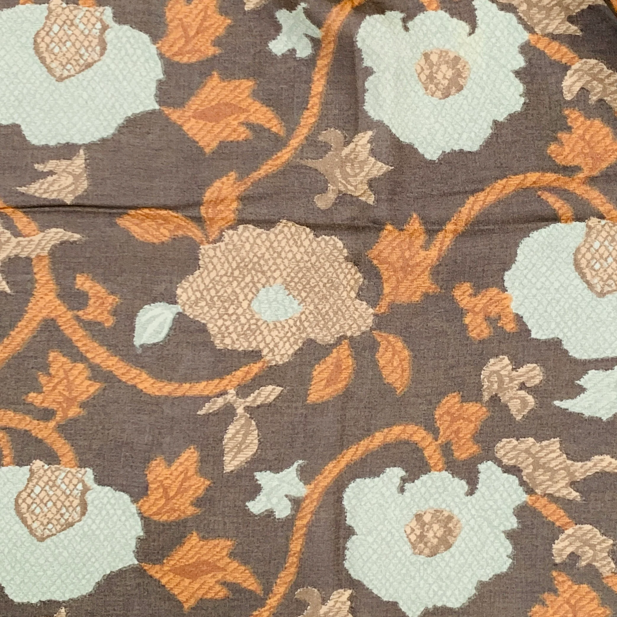 GIORGIO ARMANI Brown Turquoise Abstract Floral Silk Scarf Shawl - Image 2