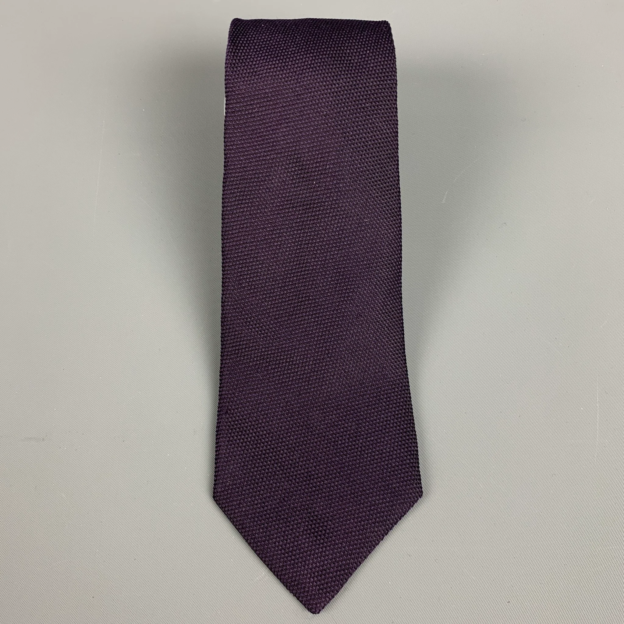 GIORGIO ARMANI Purple Black Textured Silk Tie - Image 2