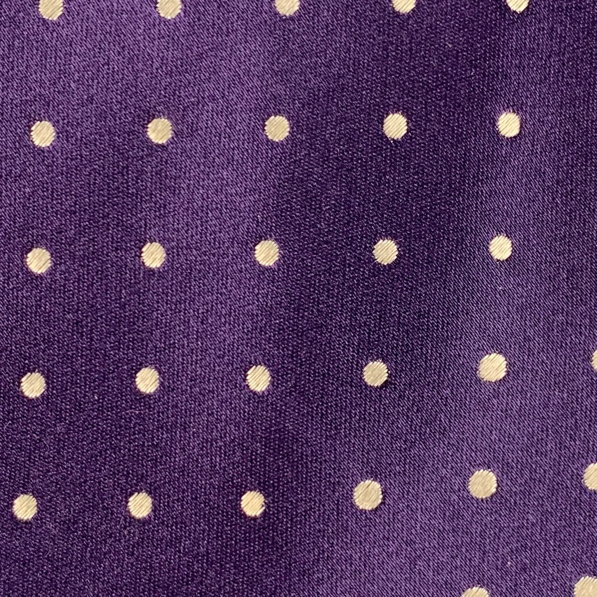 GIORGIO ARMANI Purple White Dots Silk Satin Tie - Image 3