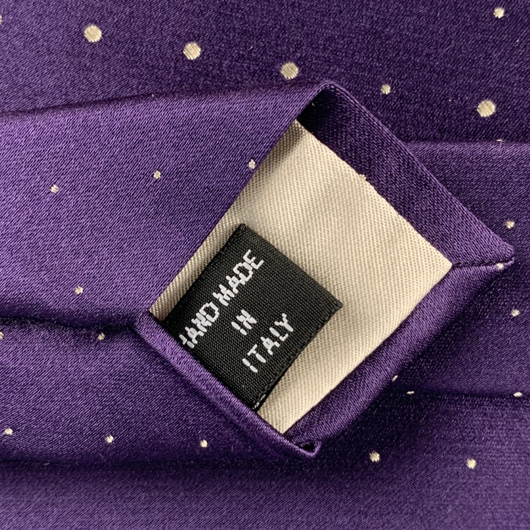 GIORGIO ARMANI Purple White Dots Silk Satin Tie - Image 5