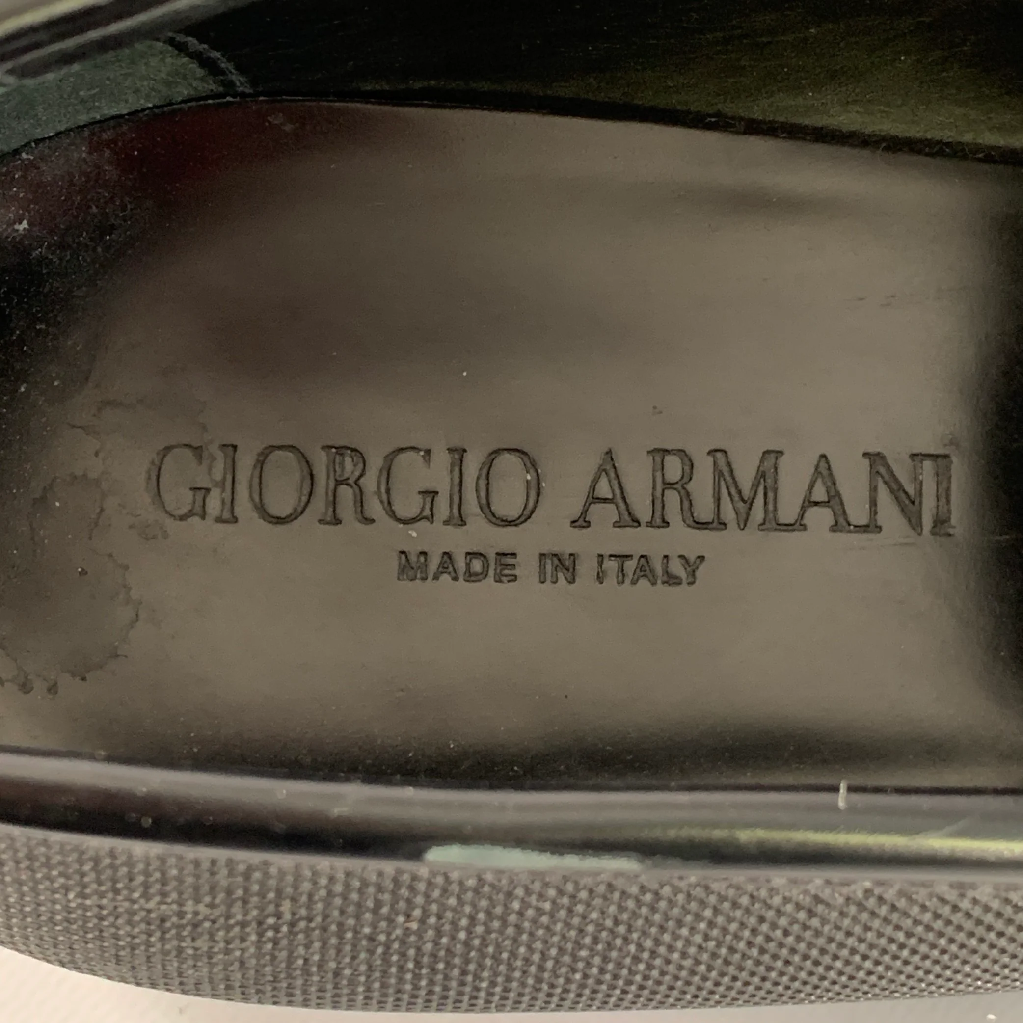 GIORGIO ARMANI Size 10 Black Textured Leather Slip On Penny Loafers - Image 7