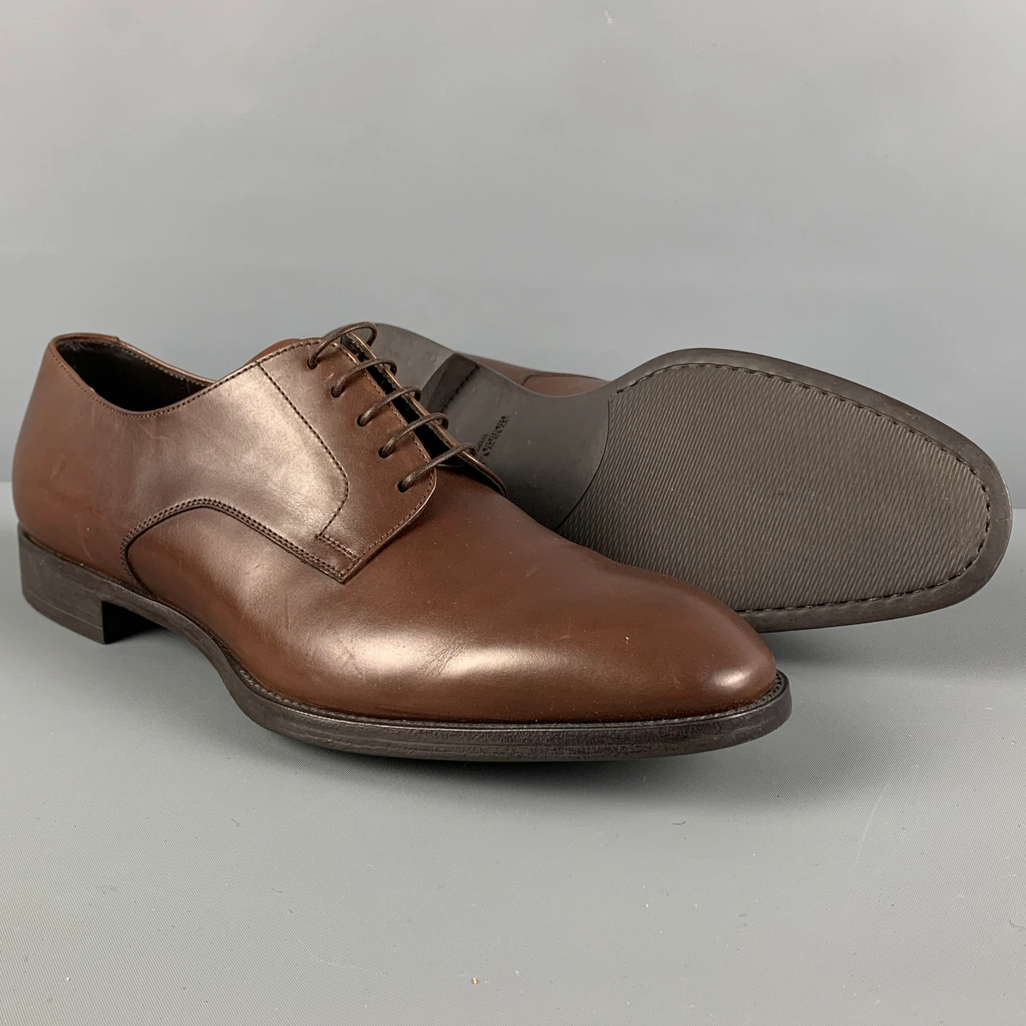 GIORGIO ARMANI Size 10 Brown Leather Lace Up Shoes - Image 3