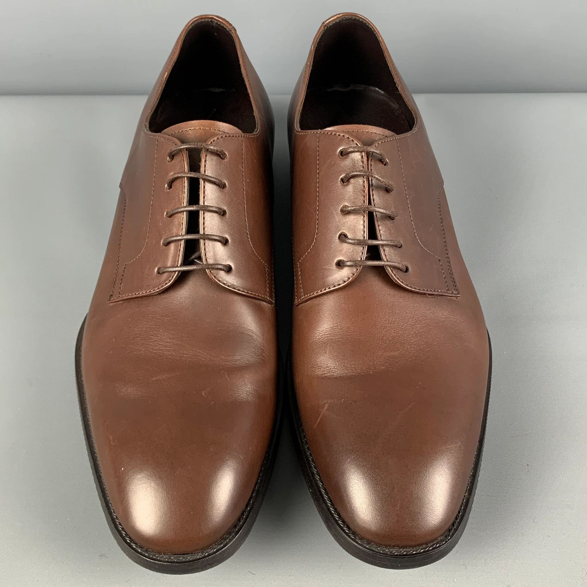 GIORGIO ARMANI Size 10 Brown Leather Lace Up Shoes - Image 4
