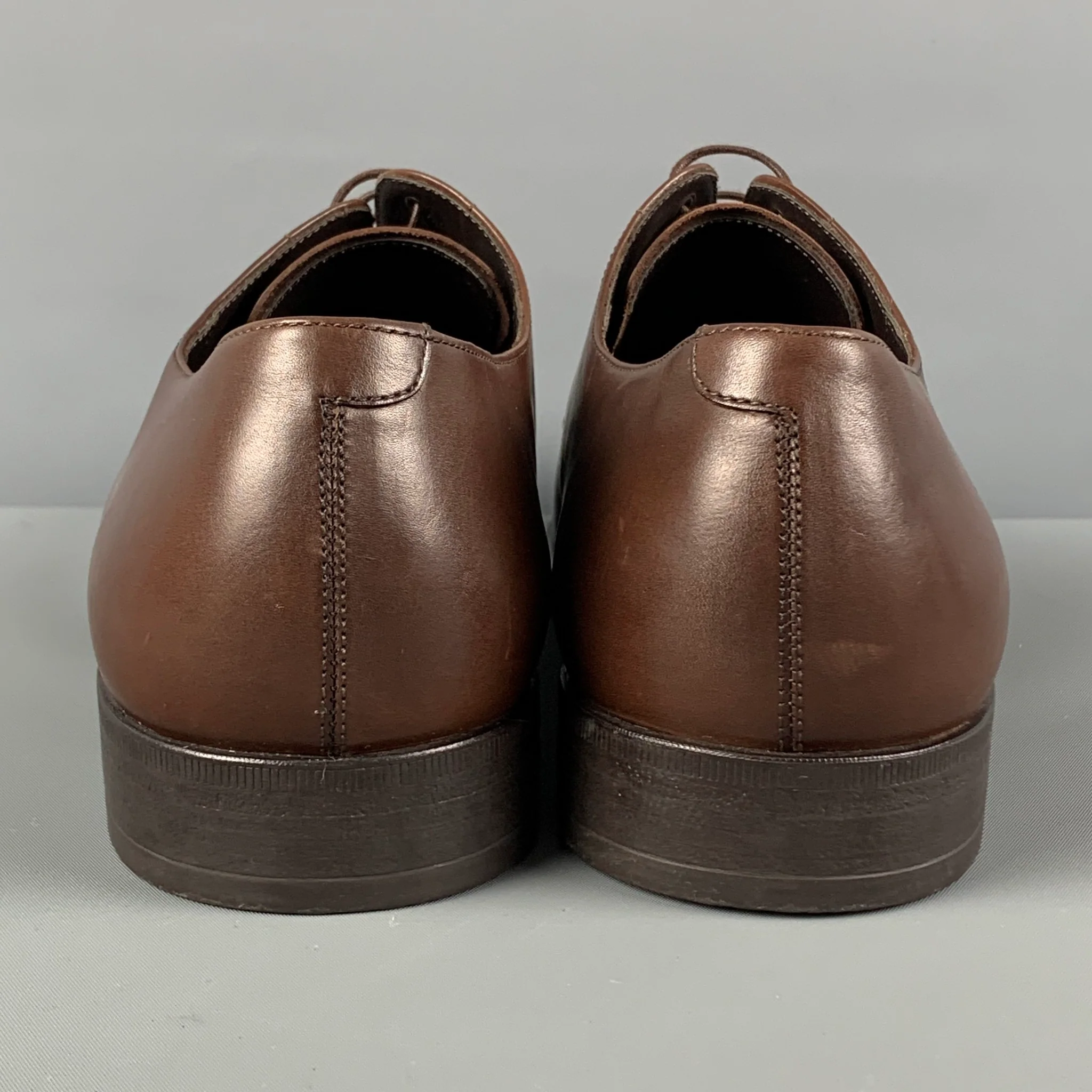 GIORGIO ARMANI Size 10 Brown Leather Lace Up Shoes - Image 5
