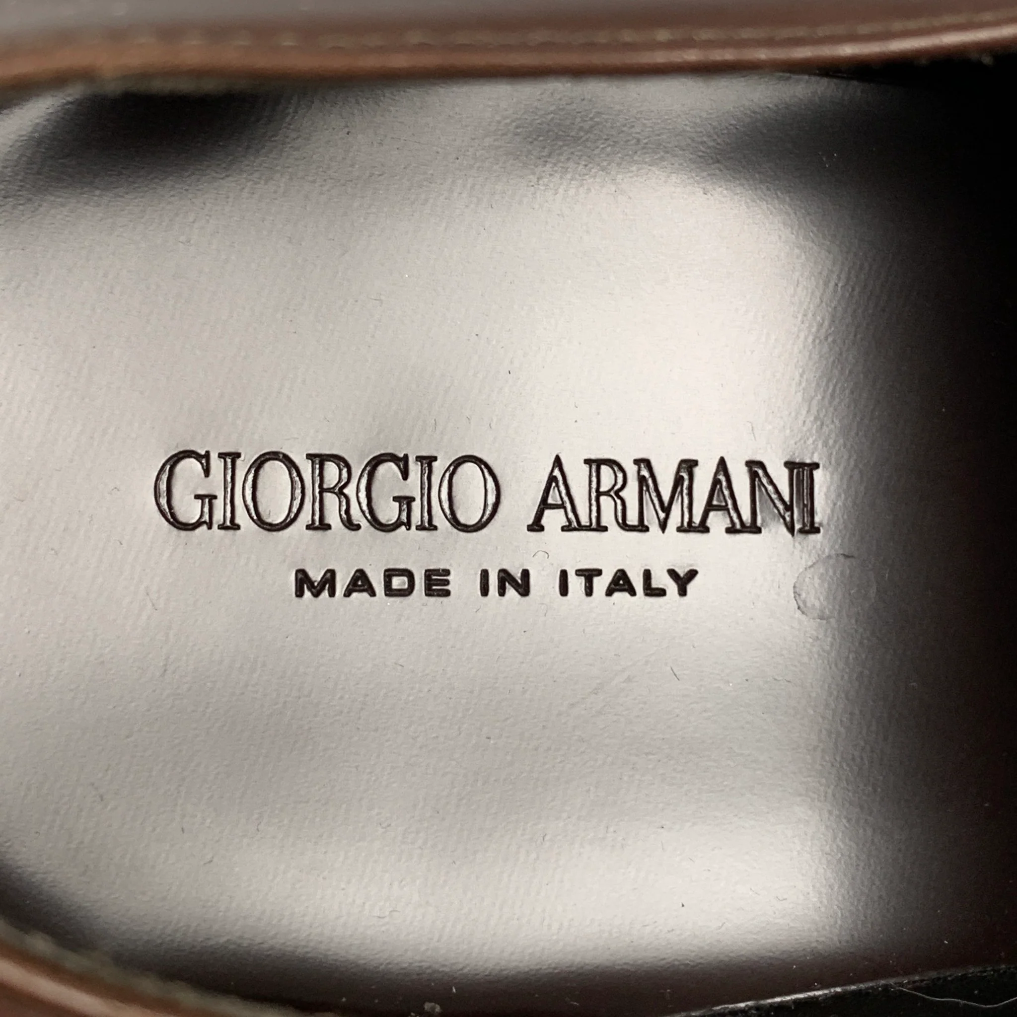GIORGIO ARMANI Size 10 Brown Leather Lace Up Shoes - Image 7