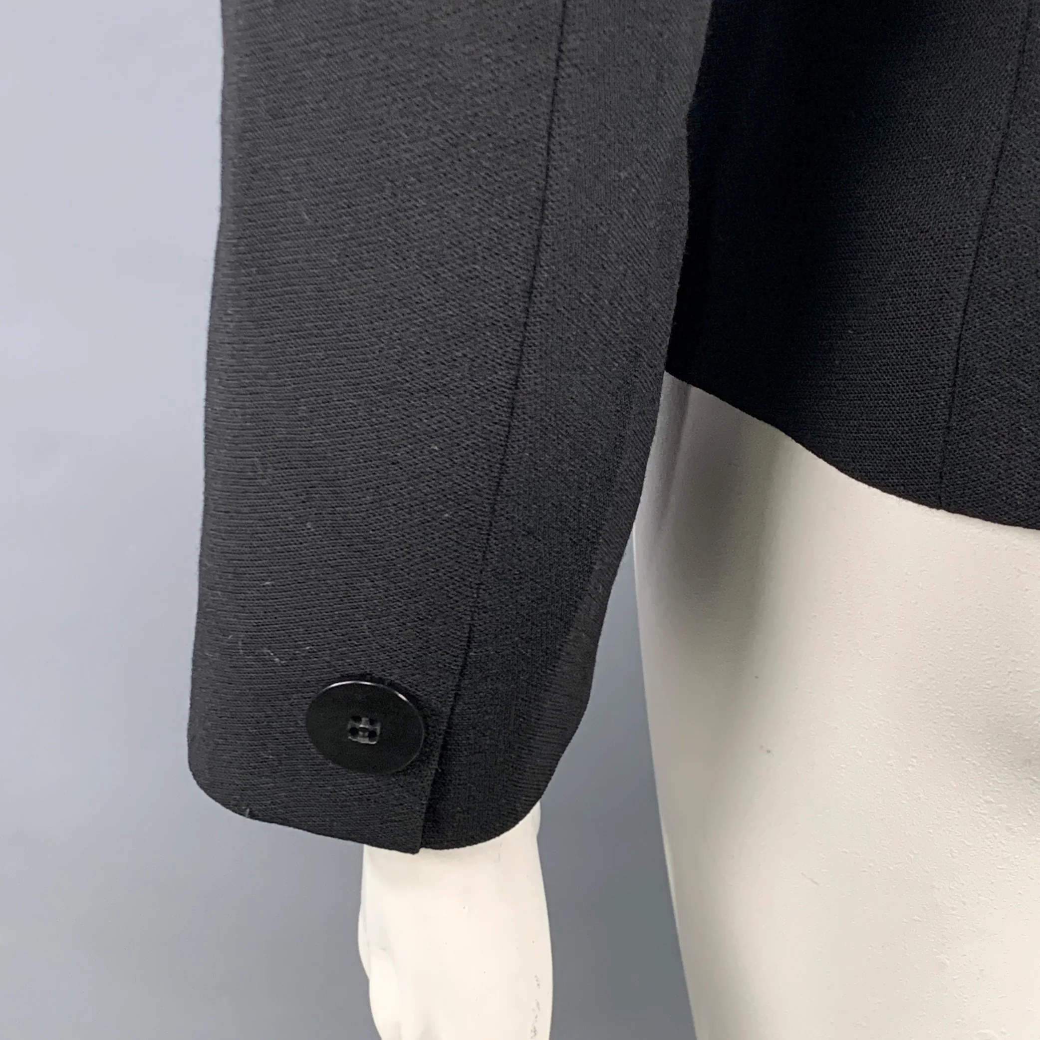 GIORGIO ARMANI Size 14 Black Wool Single Breasted Jacket Blazer - Image 5