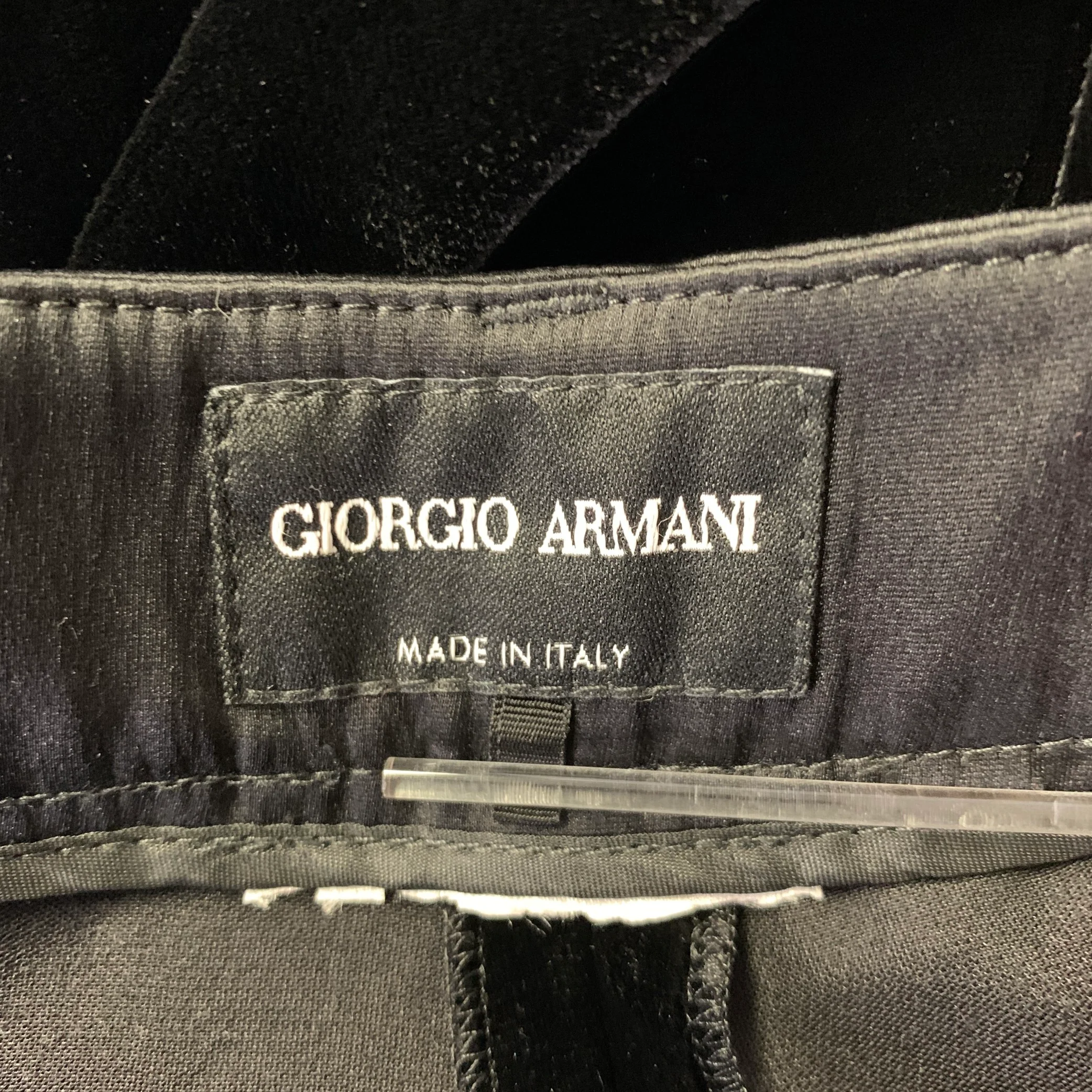 GIORGIO ARMANI Size 30 Black Velvet Wide Leg Dress Pants - Image 4