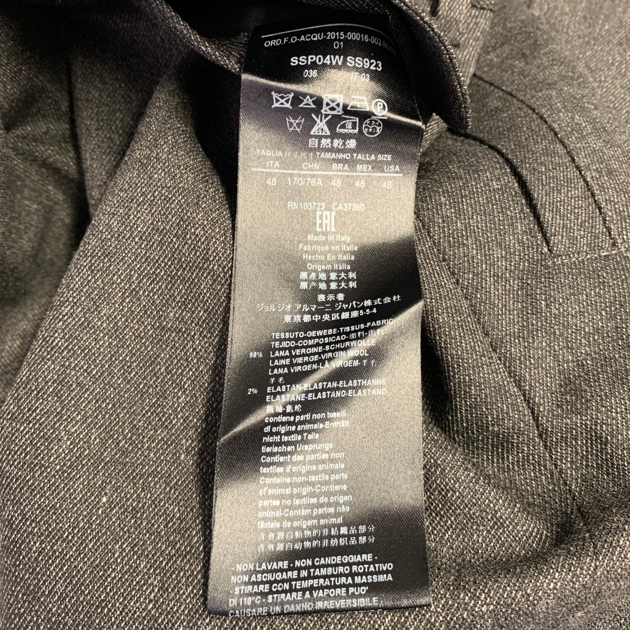 GIORGIO ARMANI Size 32 Grey Charcoal Twill Virgin Wool Blend Dress Pants - Image 4