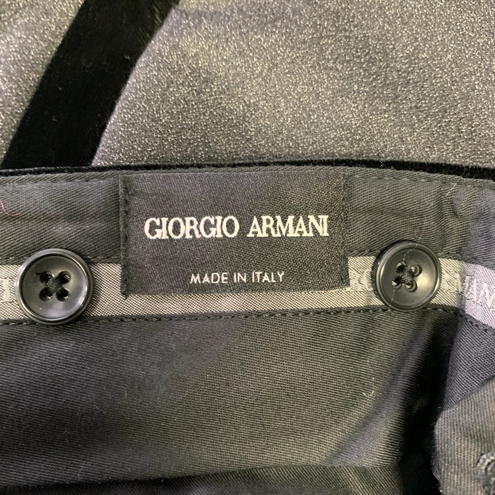 GIORGIO ARMANI Size 34 Gray Heathered Wool Silk Tuxedo Dress Pants - Image 4