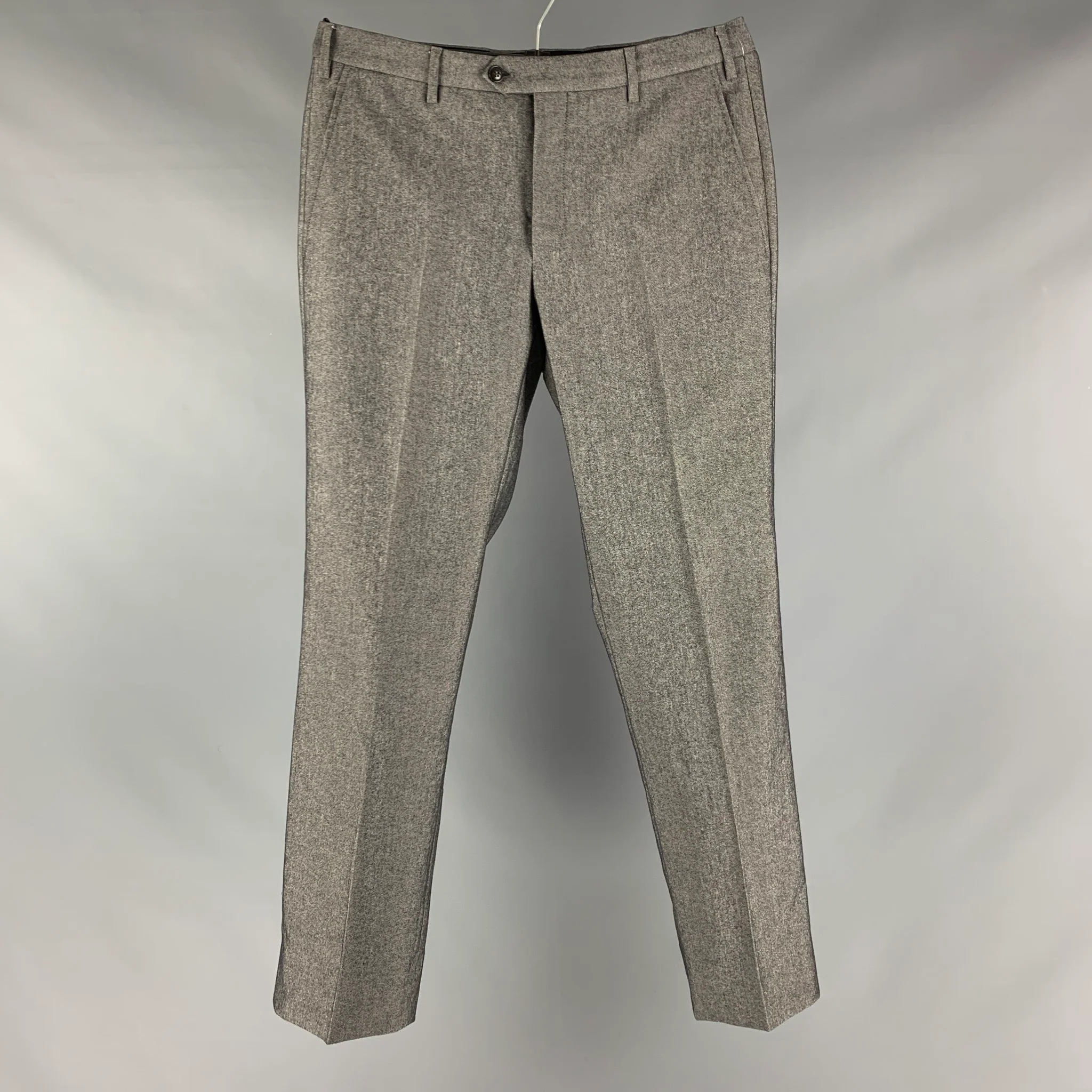 GIORGIO ARMANI Size 34 Grey Heather Wool Blend Zip Fly Dress Pants