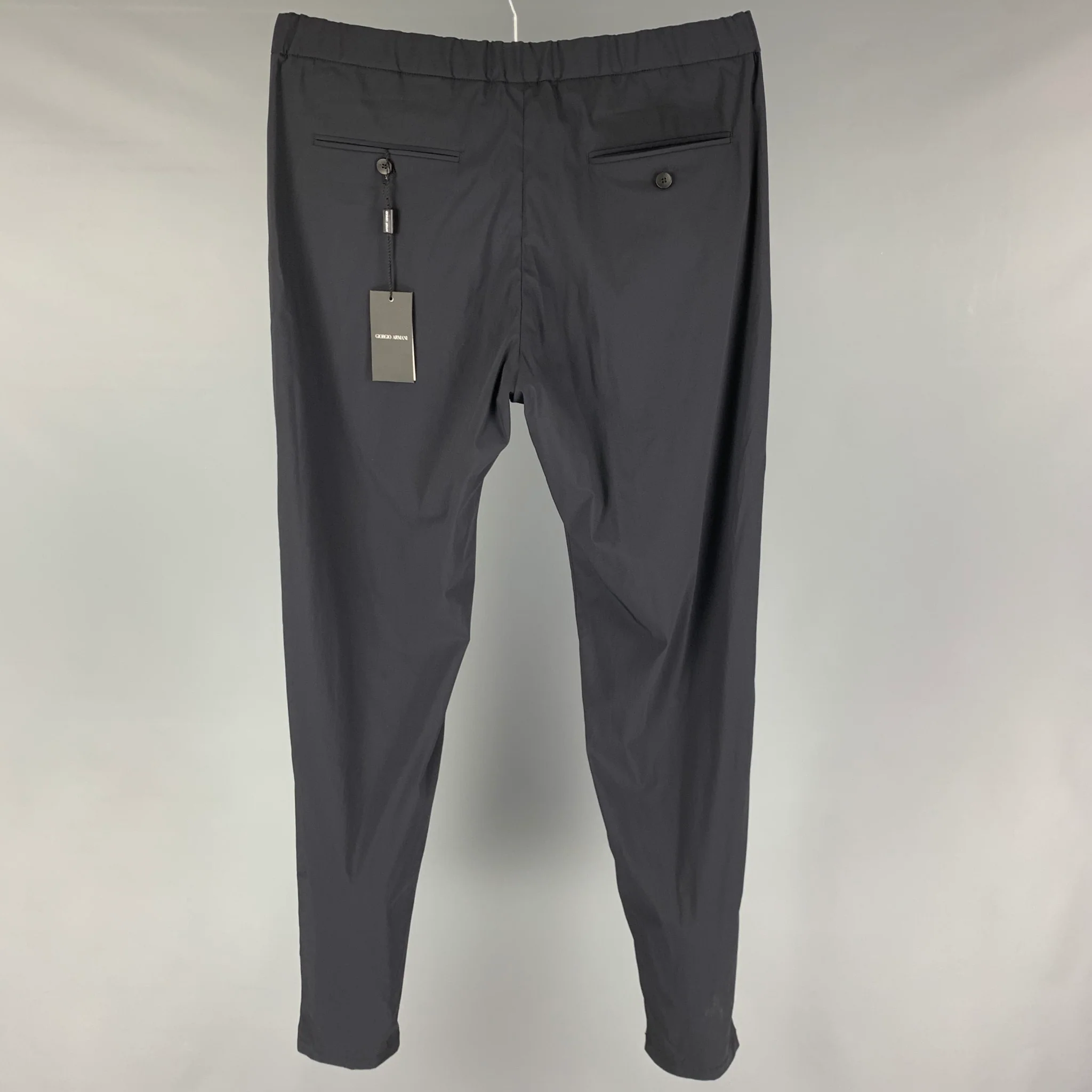 GIORGIO ARMANI Size 34 Navy Wool Blend Elastic Waistband Dress Pants - Image 2