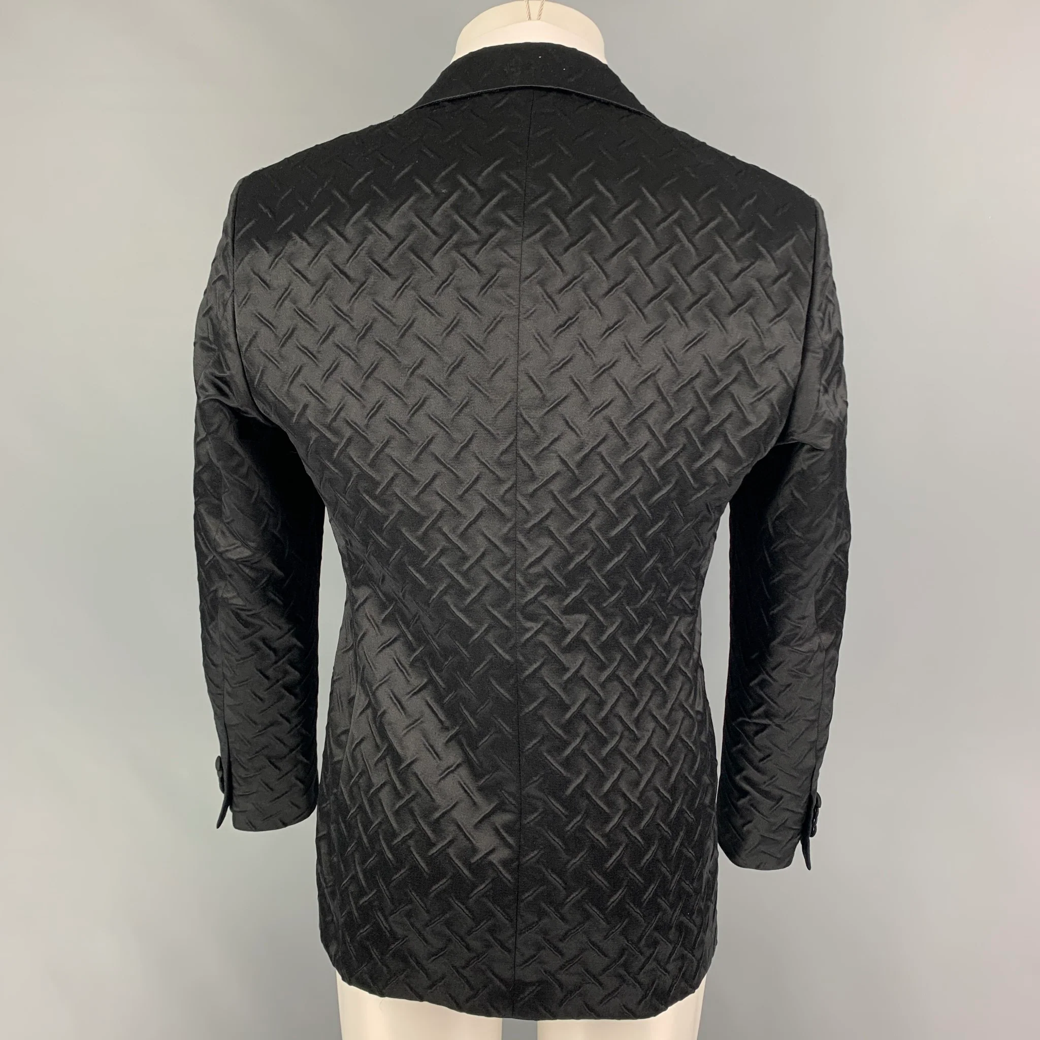 GIORGIO ARMANI Size 38 Black Textured Polyester Blend Sport Coat - Image 3