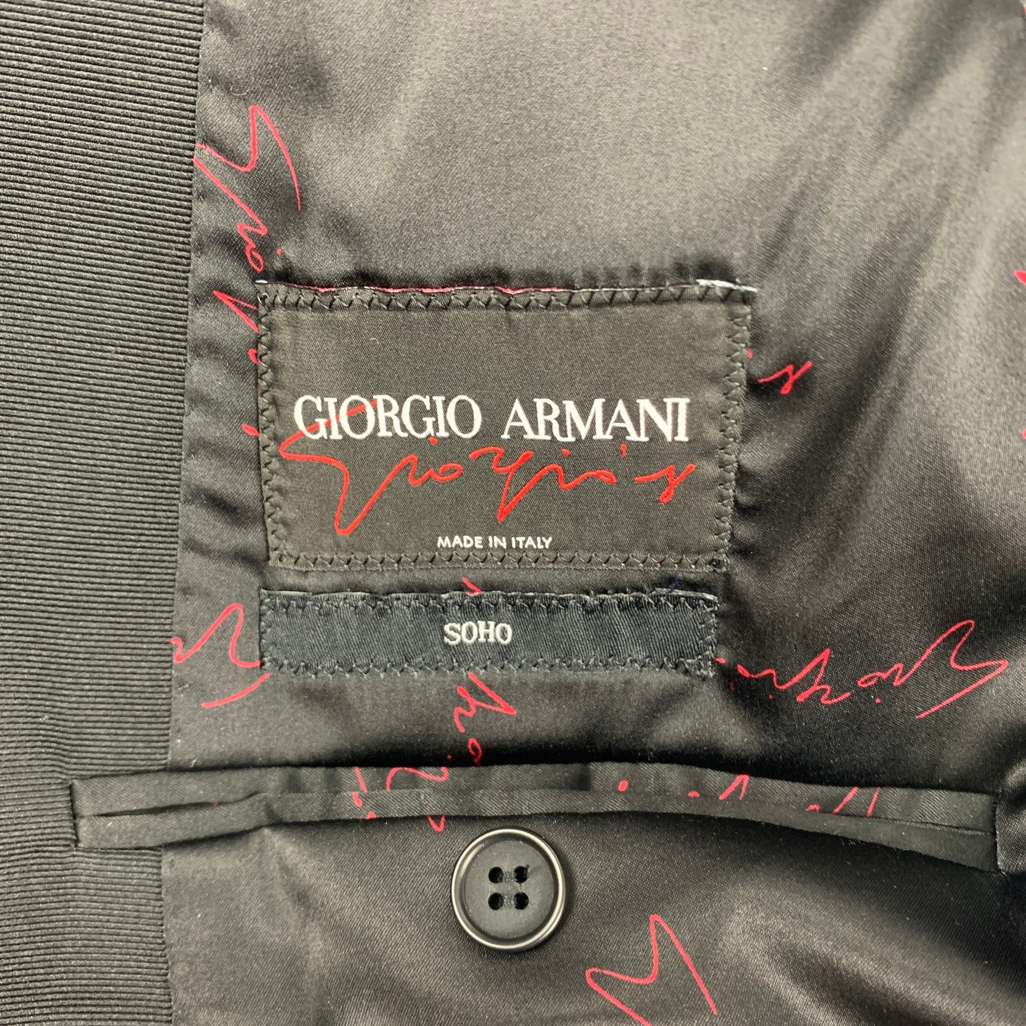 GIORGIO ARMANI Size 38 Black Textured Polyester Blend Sport Coat - Image 6