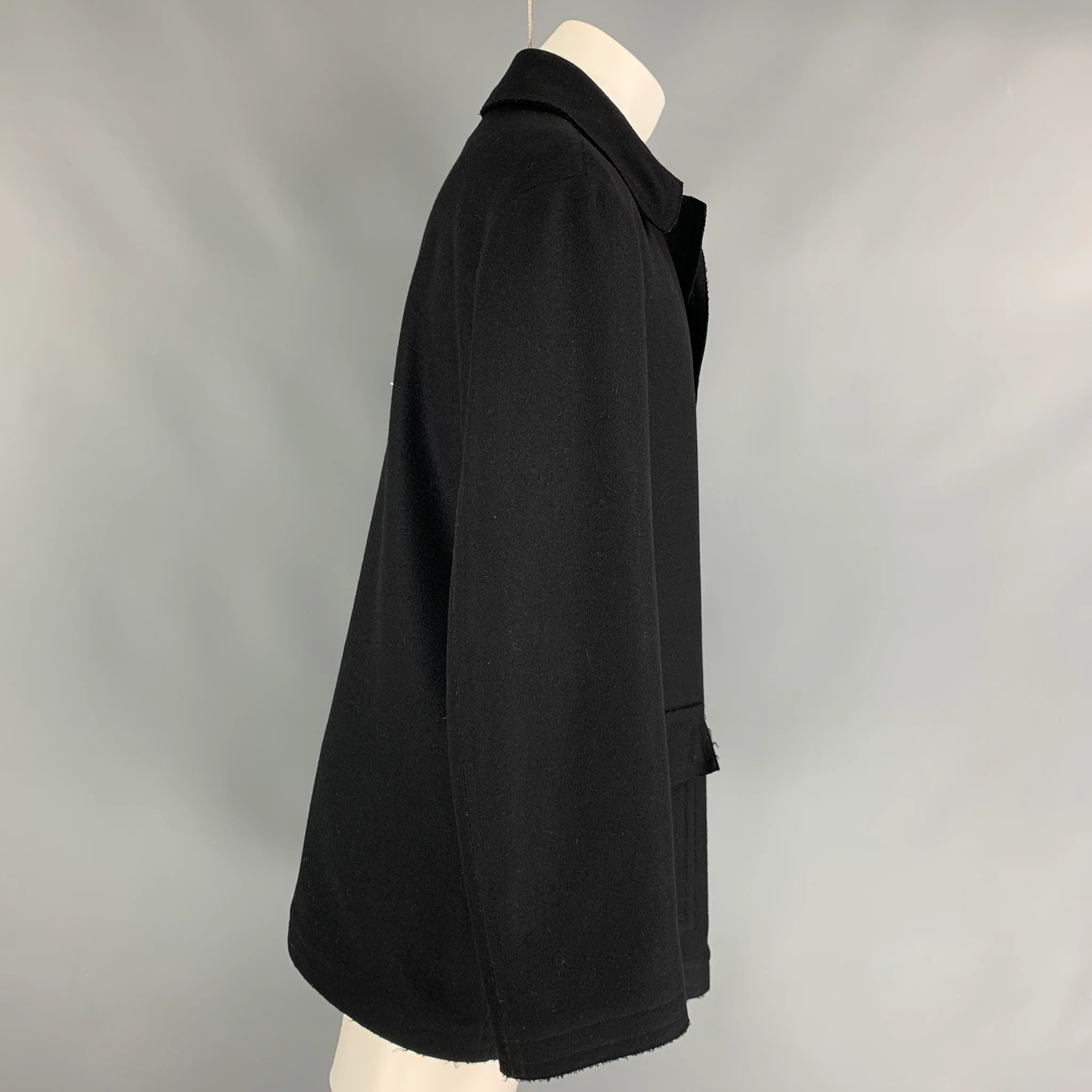 GIORGIO ARMANI Size 38 black Wool Single breasted Peacoat - Image 3