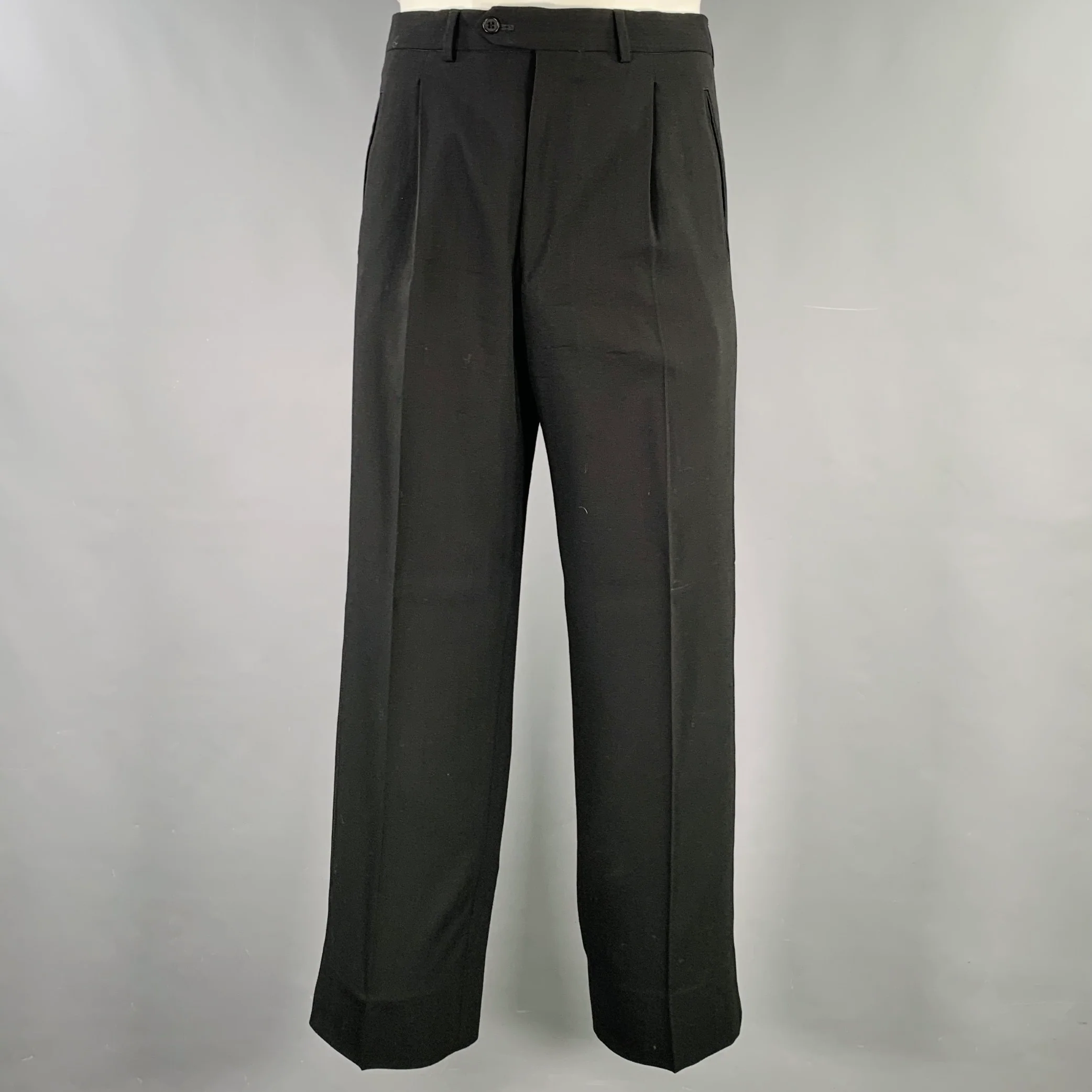 GIORGIO ARMANI Size 38 Black Wool Single Button Tuxedo - Image 4
