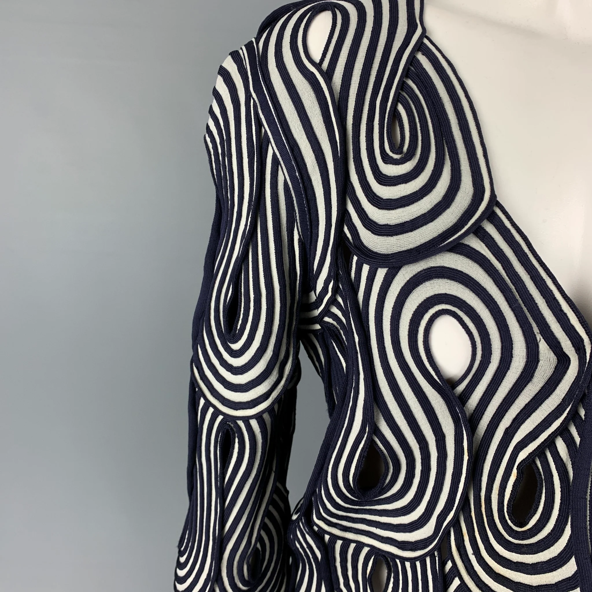 GIORGIO ARMANI Size 4 Purple White Viscose Polyamide Jacket - Image 2