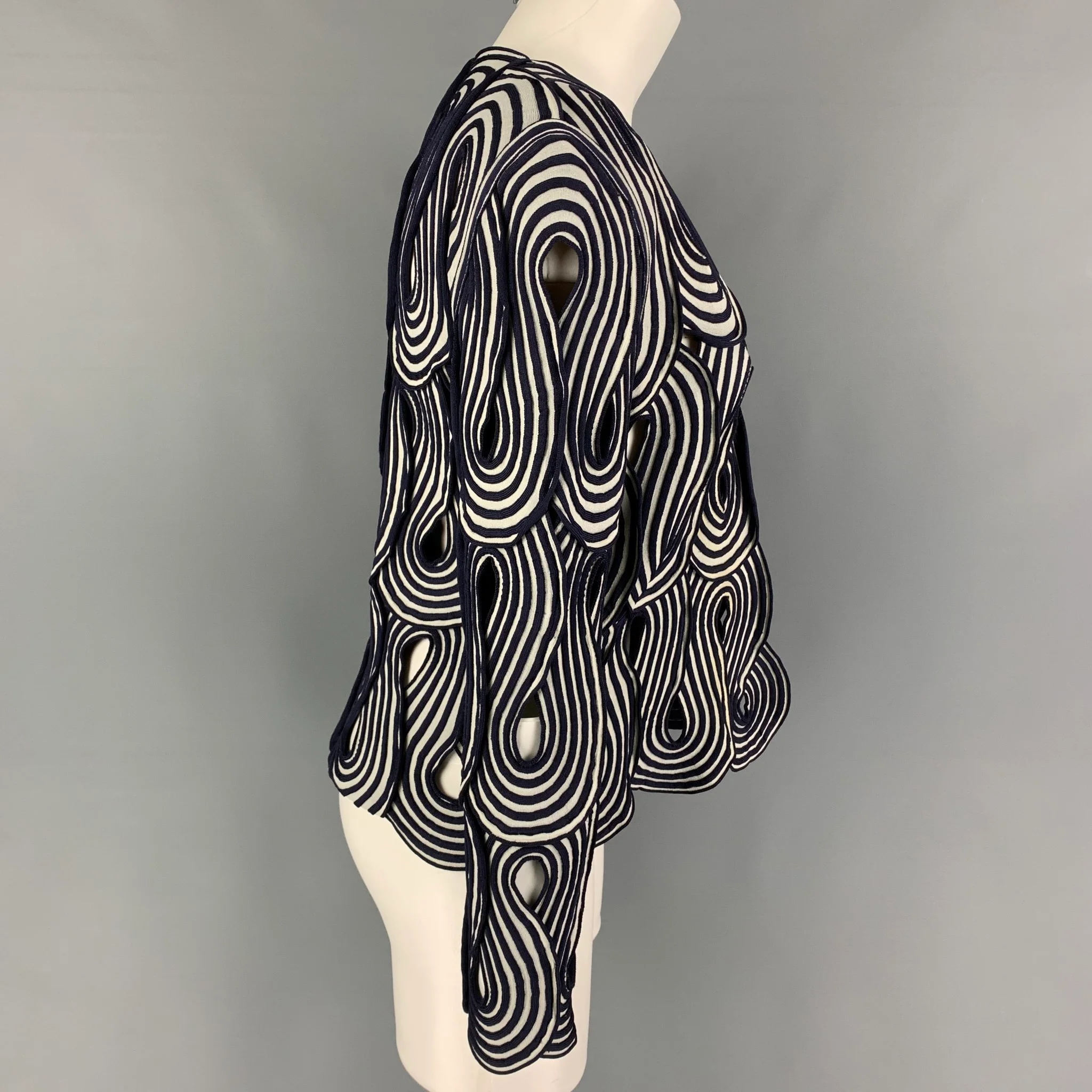 GIORGIO ARMANI Size 4 Purple White Viscose Polyamide Jacket - Image 3