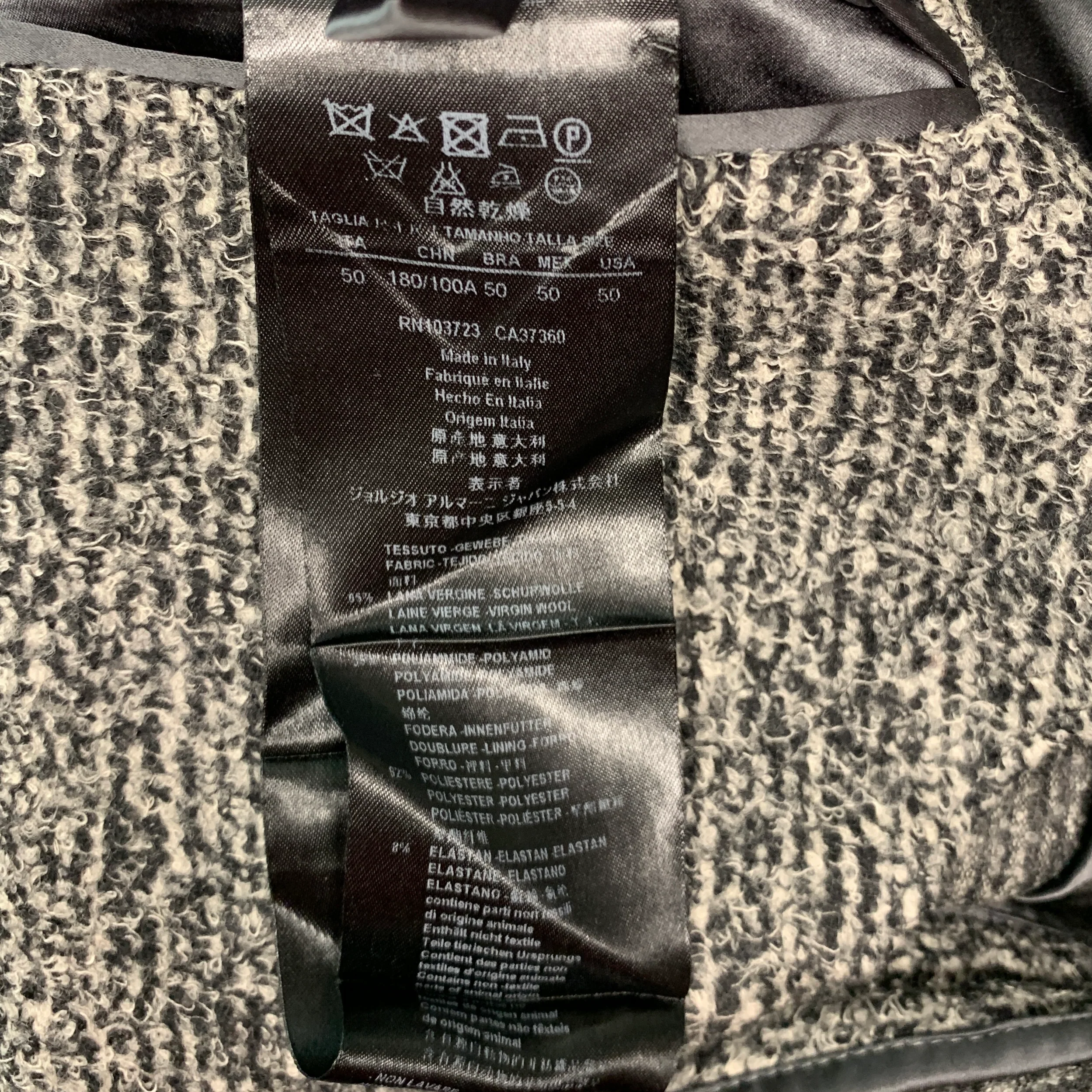 GIORGIO ARMANI Size 40 Grey Black Heather Wool Blend Sport Coat - Image 5