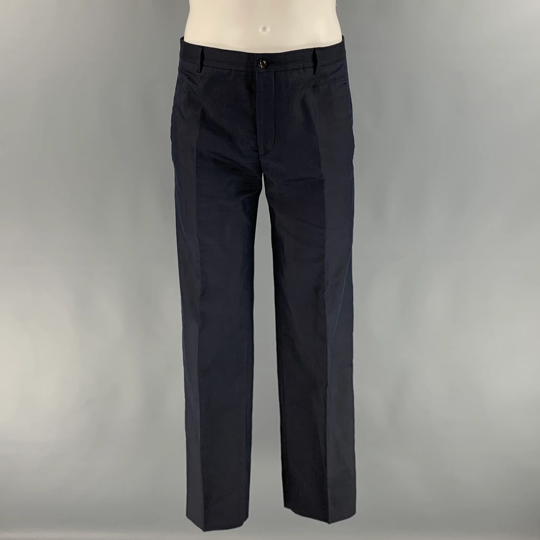 GIORGIO ARMANI Size 38 Navy Cotton Silk Notch Lapel Suit - Image 5