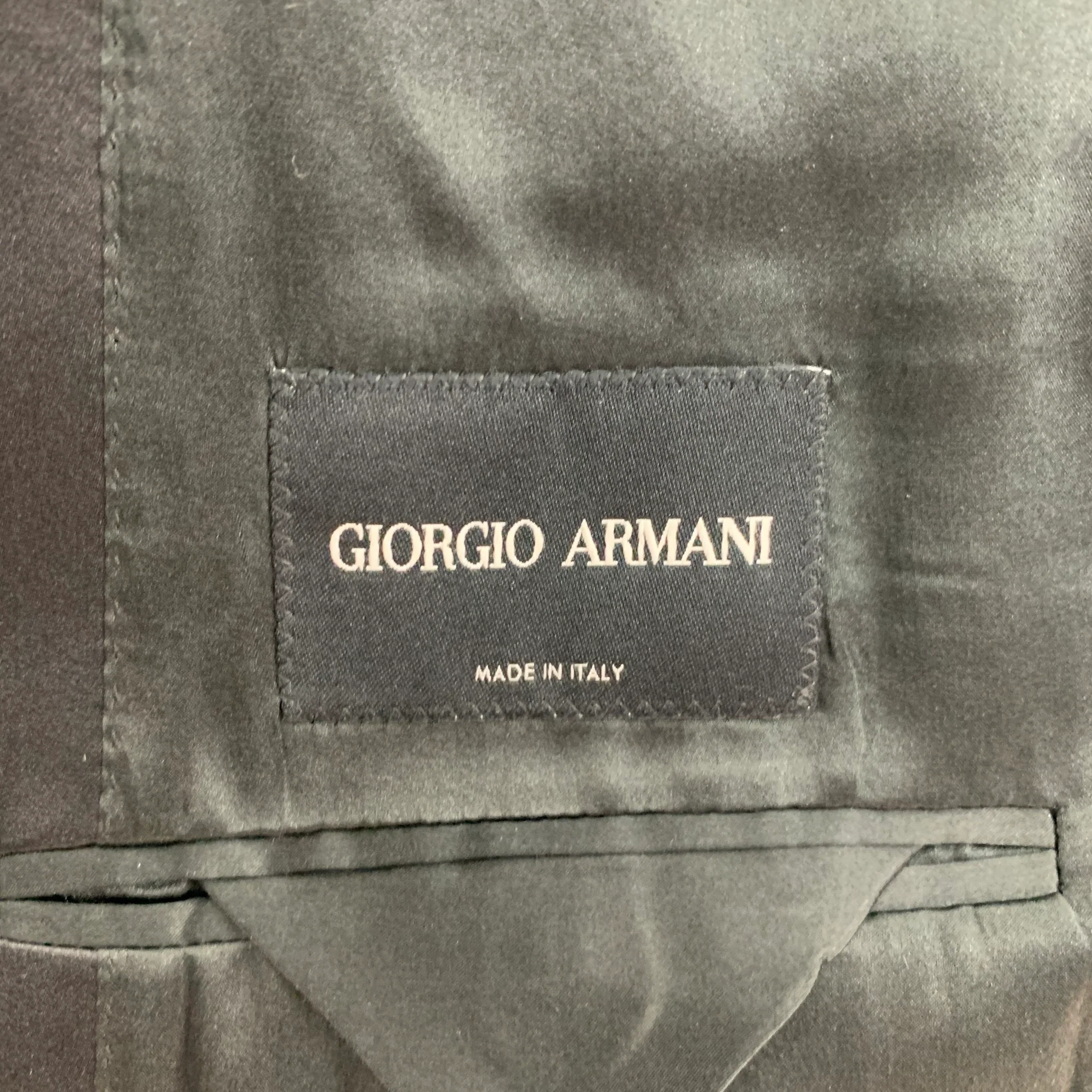 GIORGIO ARMANI Size 42 Black Metallic Peak Lapel Sport Coat - Image 7