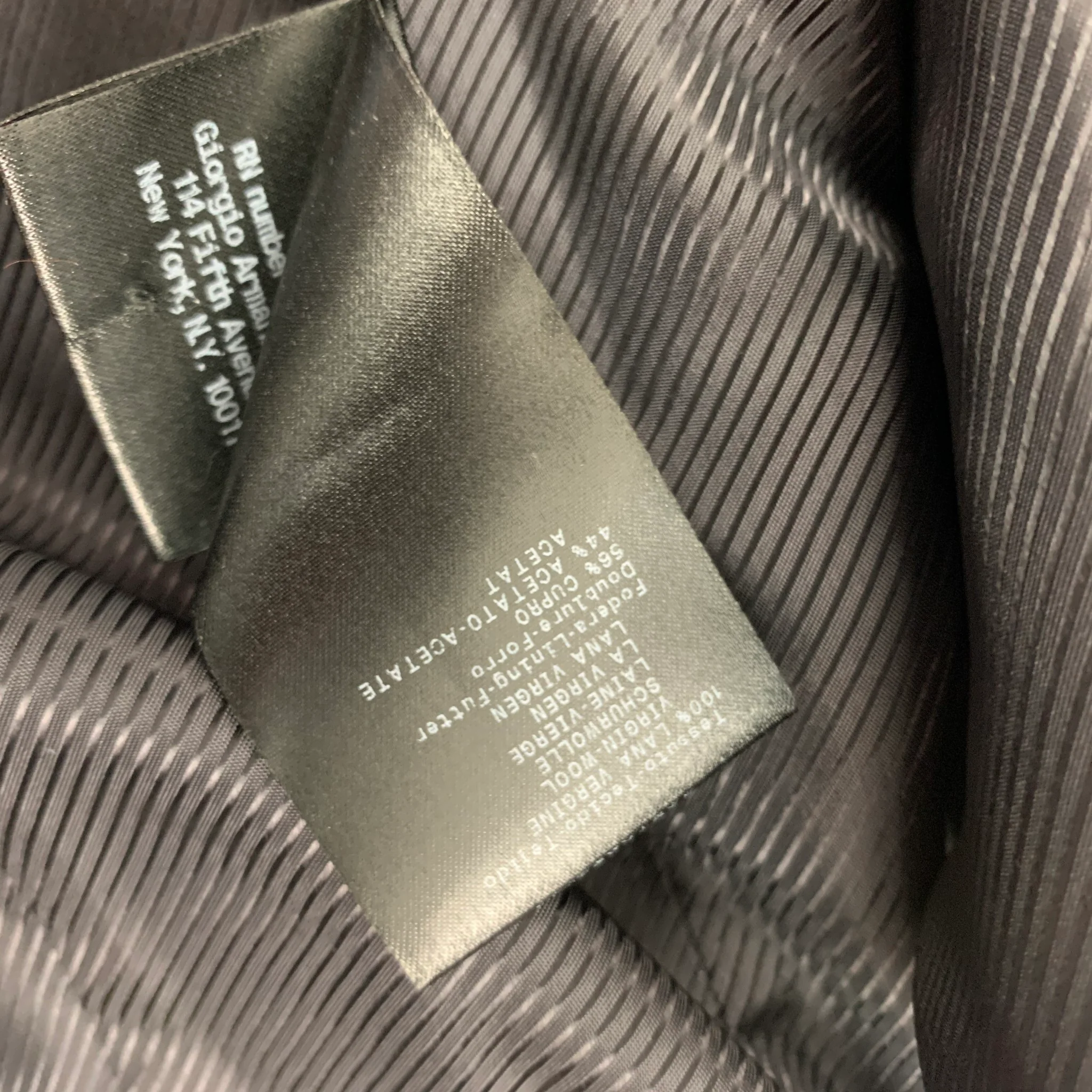 GIORGIO ARMANI Size 42 Charcoal Pinstripe Wool Buttoned Vest - Image 4