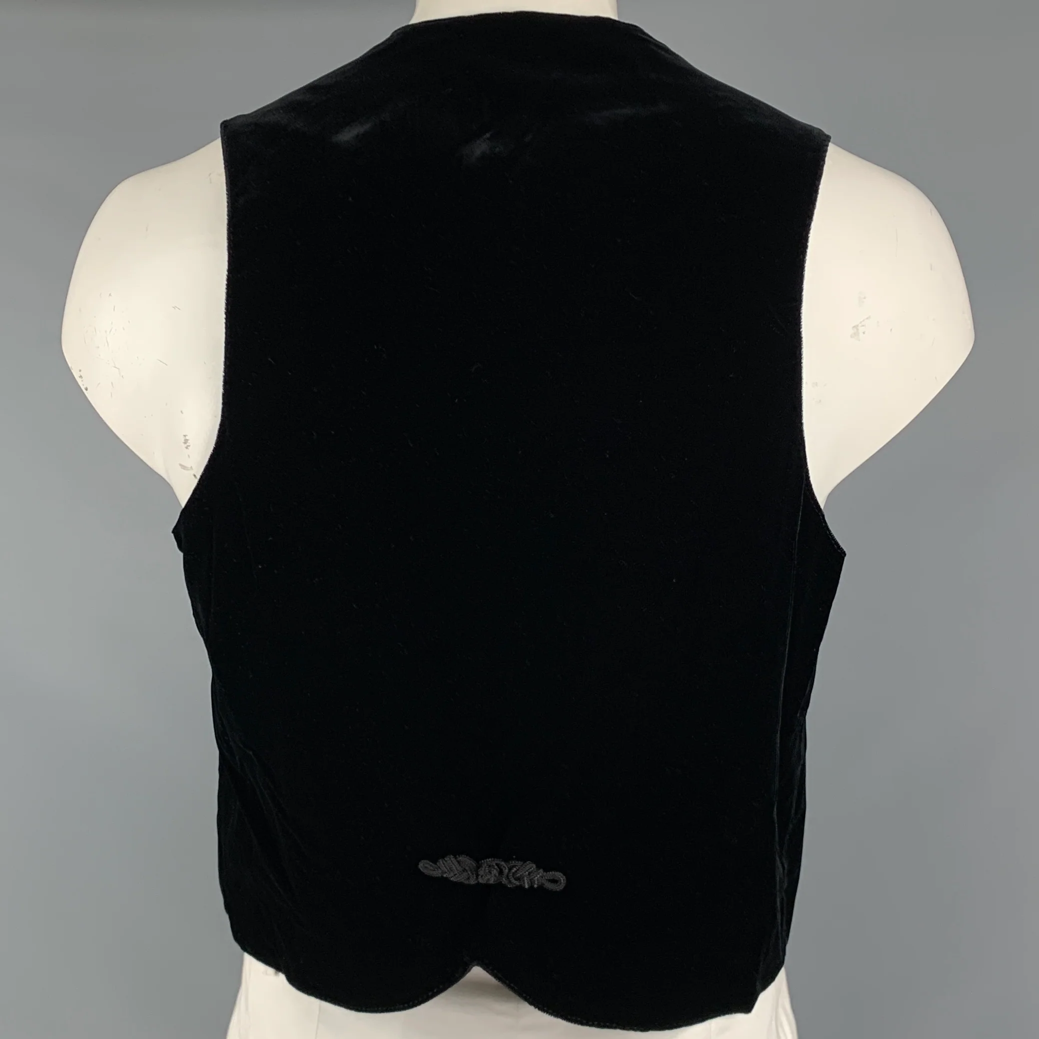 GIORGIO ARMANI Size 44 Black Velvet Viscose Blend Vest - Image 4
