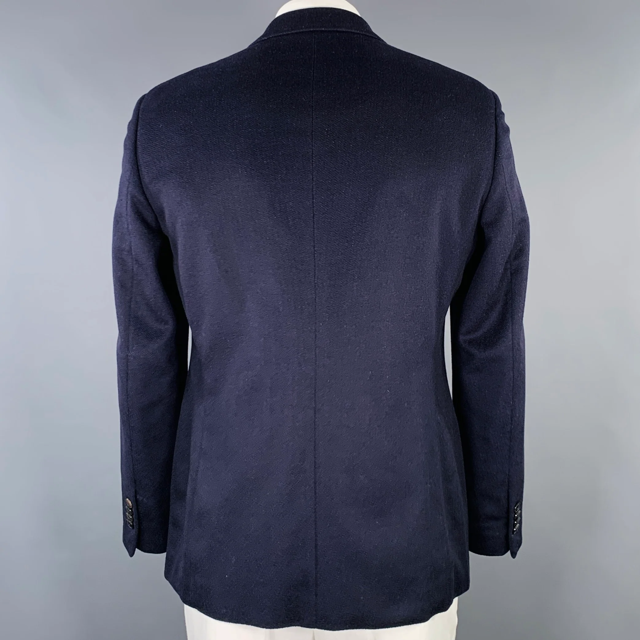 GIORGIO ARMANI Size 44 Navy Cashmere Silk Notch Lapel Sport Coat - Image 3