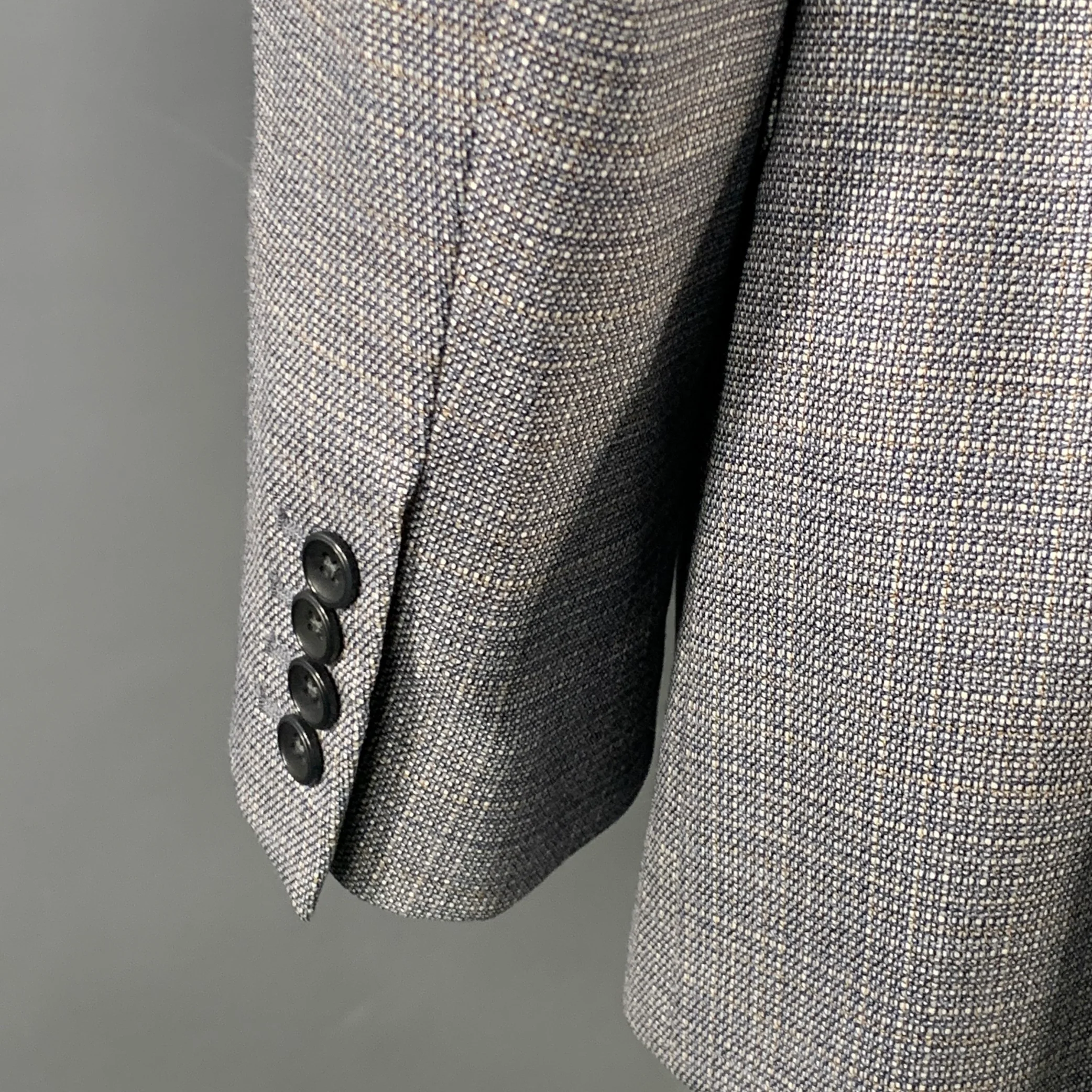 GIORGIO ARMANI Size 44 Regular Grey Blue Woven Wool Sport Coat - Image 5