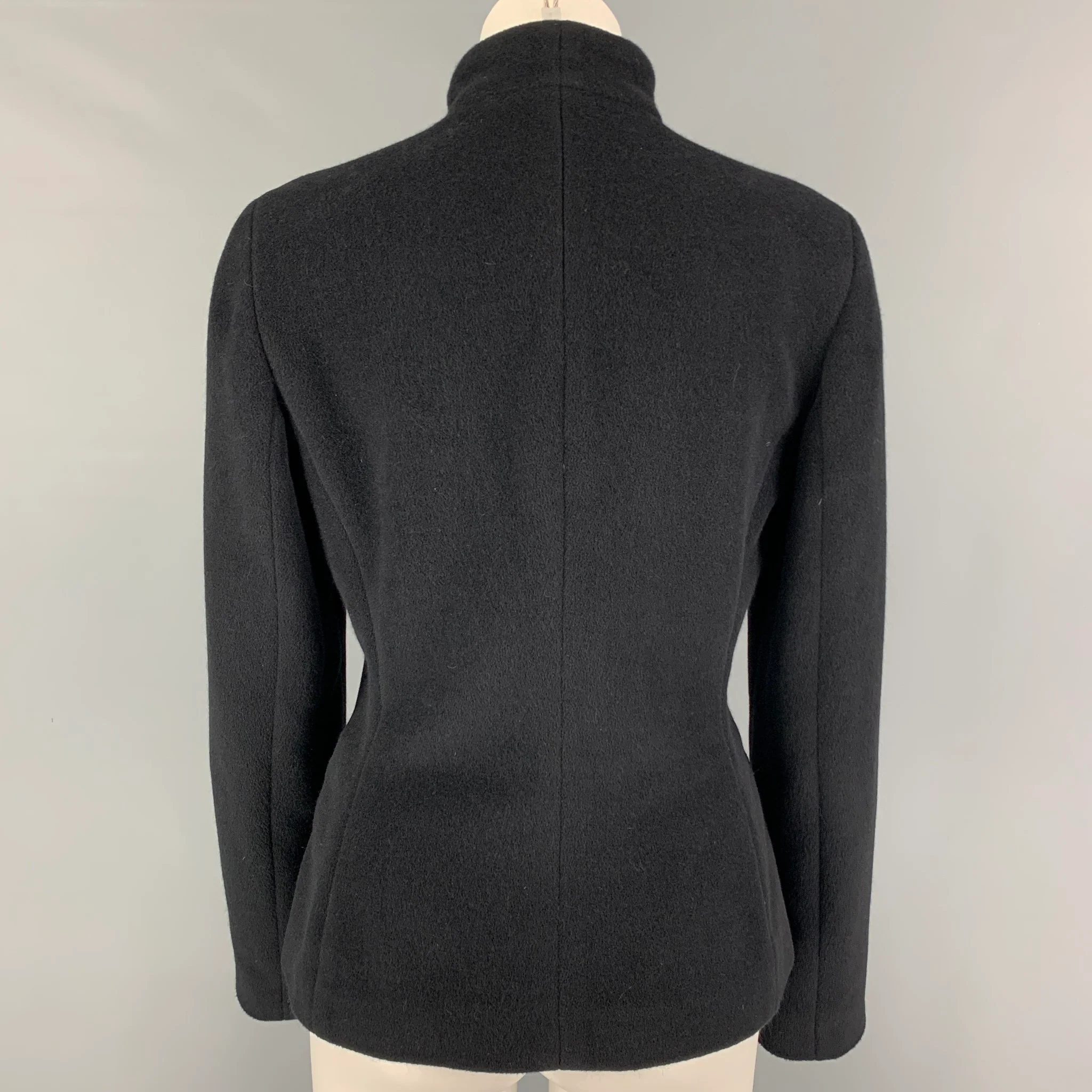GIORGIO ARMANI Size 6 Black Angora Blend Zip Up Jacket - Image 3