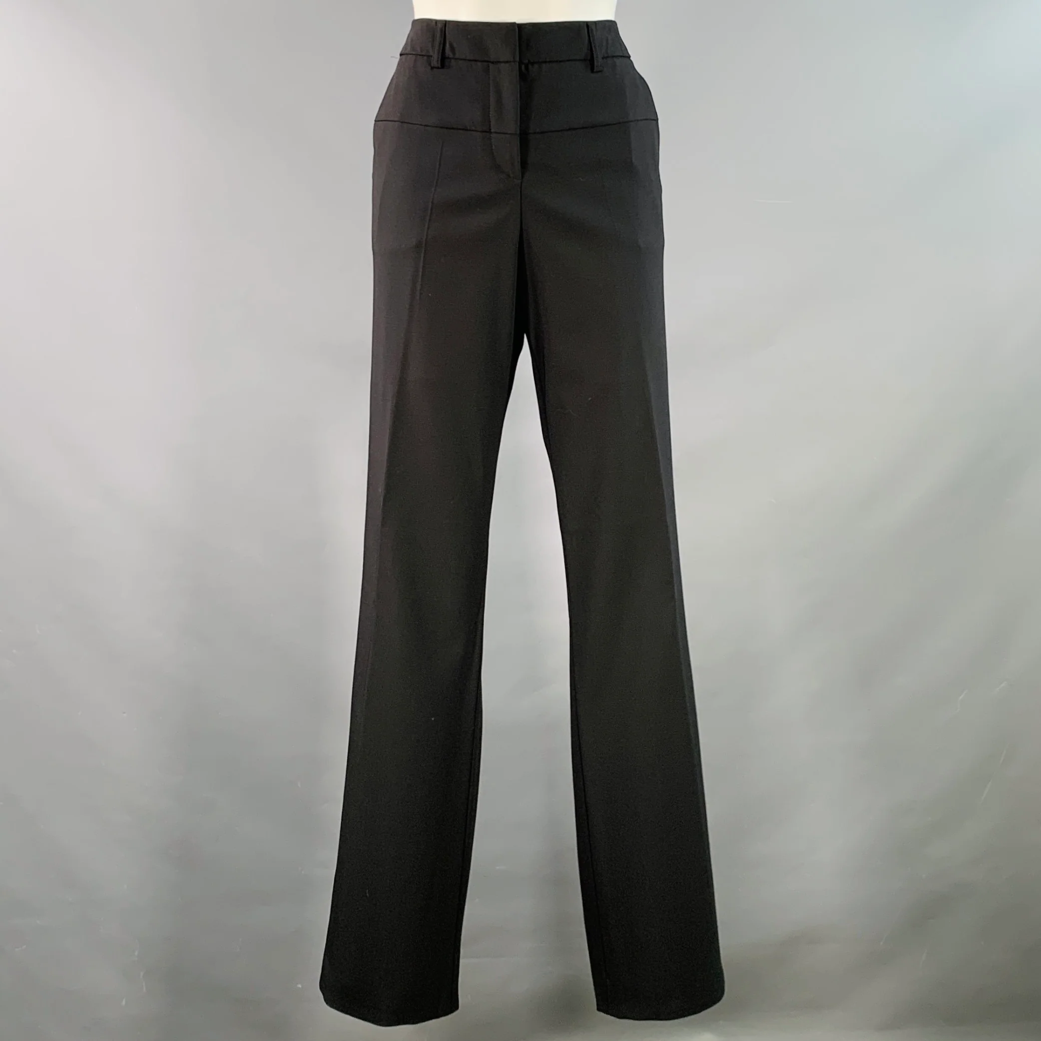 GIORGIO ARMANI Size 6 Black Virgin Wool Blend Straight Dress Pants