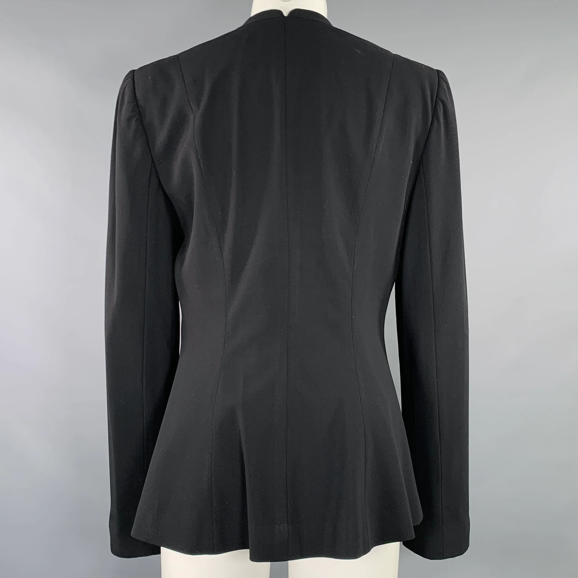 GIORGIO ARMANI Size 6 Black Wool Blend Jacket Blazer - Image 3
