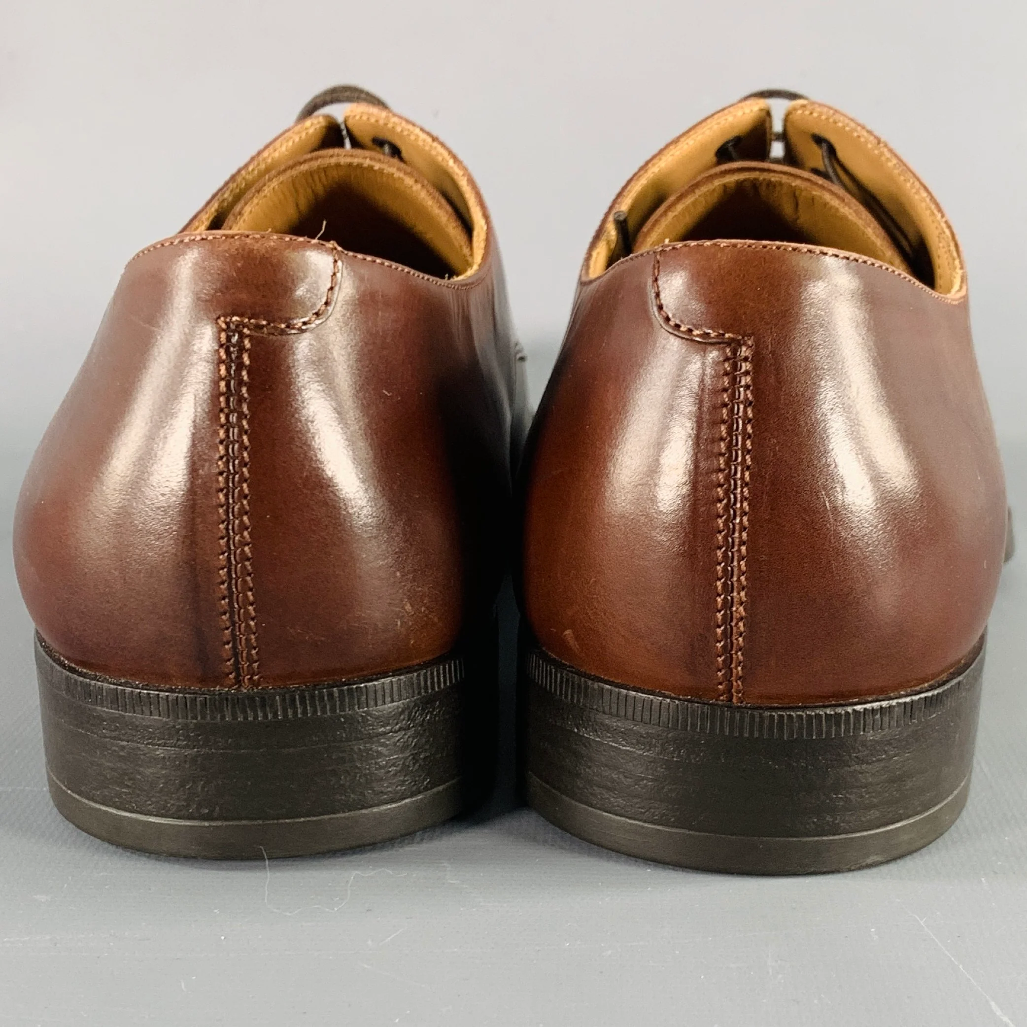 GIORGIO ARMANI Size 7.5 Brown Leather Lace-Up Shoes - Image 3