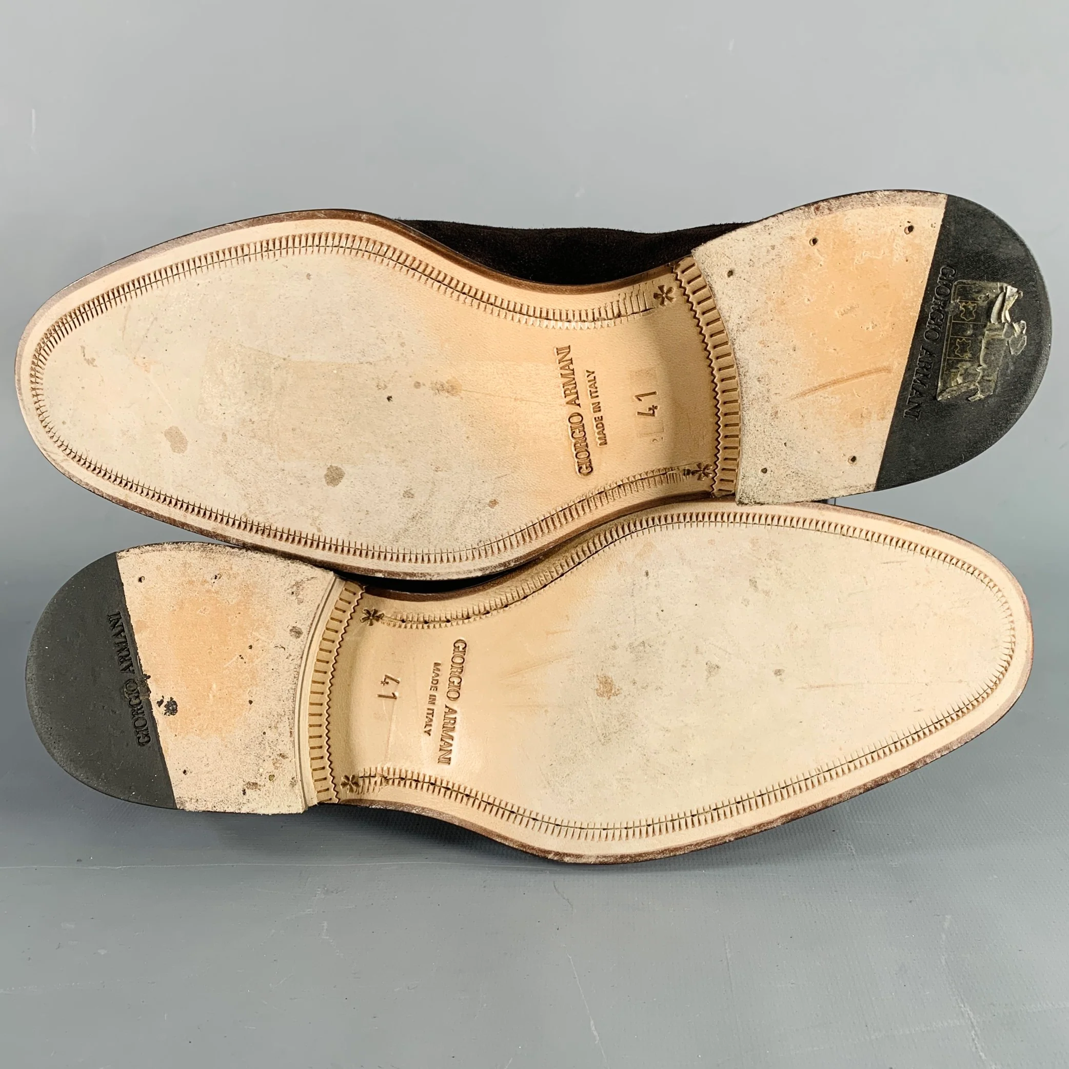 GIORGIO ARMANI Size 8 Brown Textured Suede Wingtip Lace-Up Shoes - Image 6