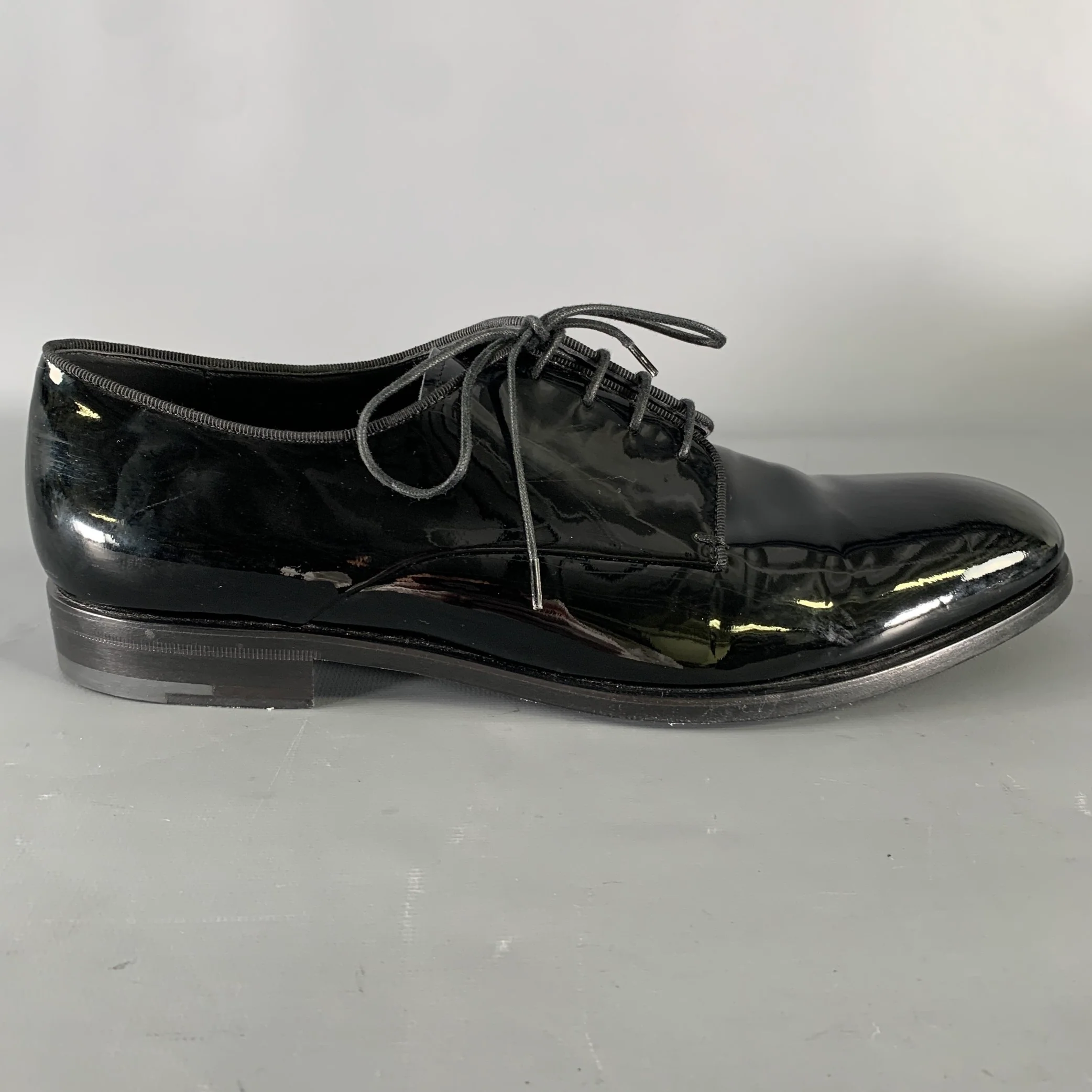 GIORGIO ARMANI Size 9.5 Black Leather Lace Up Shoes - Image 2