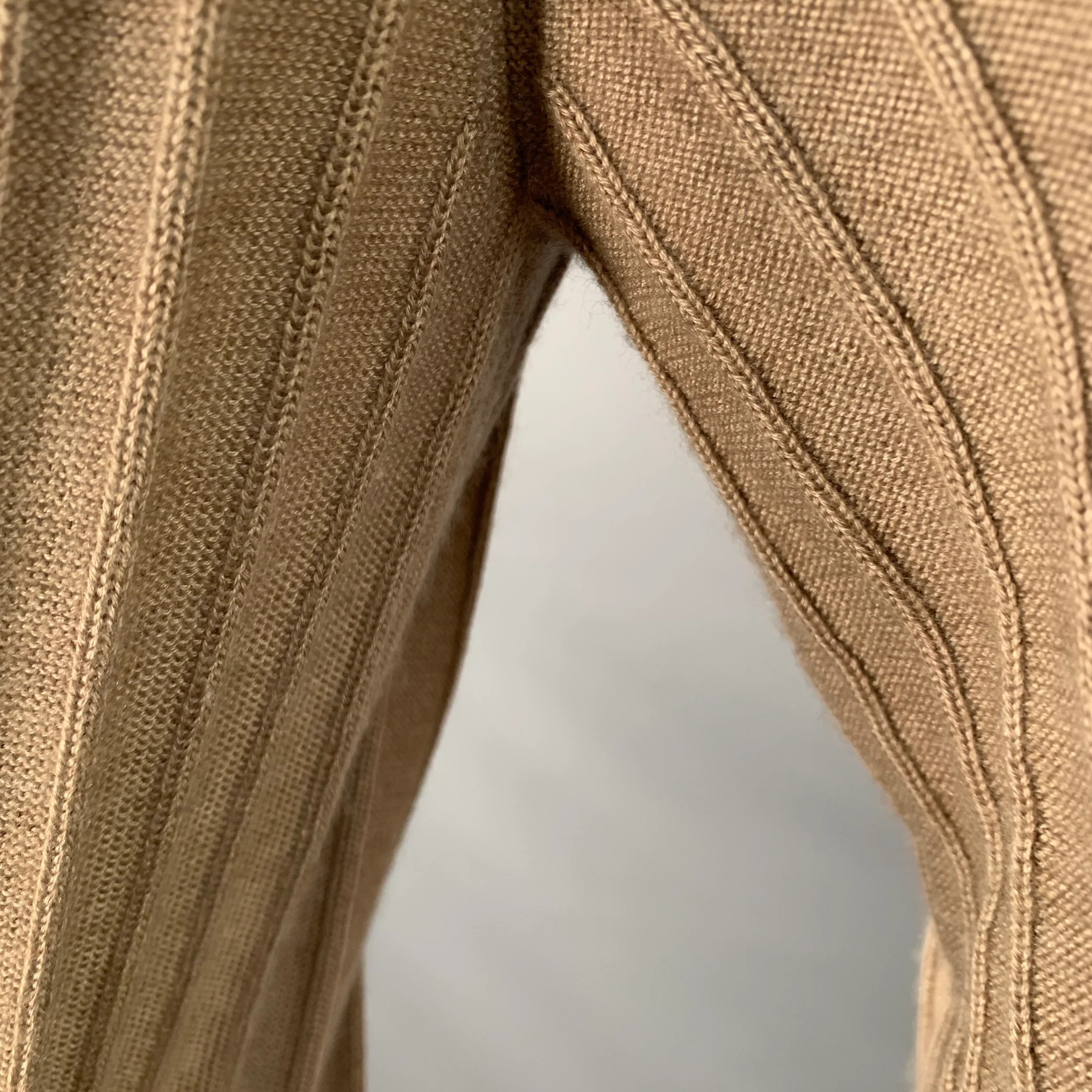 GIORGIO ARMANI Size L Beige Textured Stripe Cashmere Silk Crew Neck Sweater - Image 5