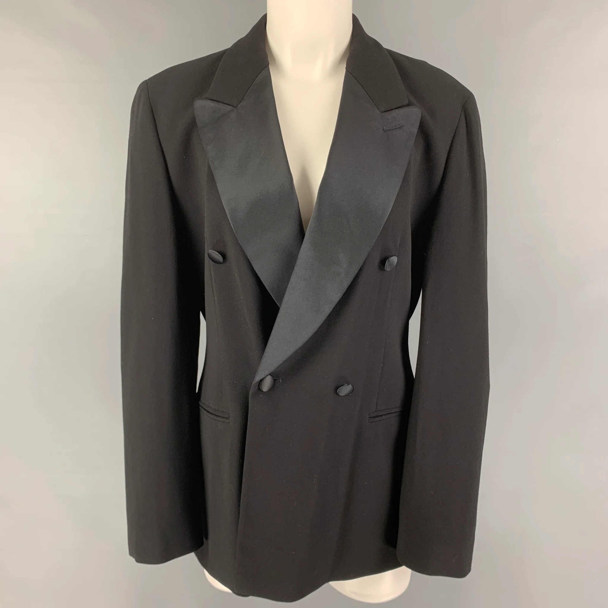 GIORGIO ARMANI Size L Black Wool Double Breasted Jacket