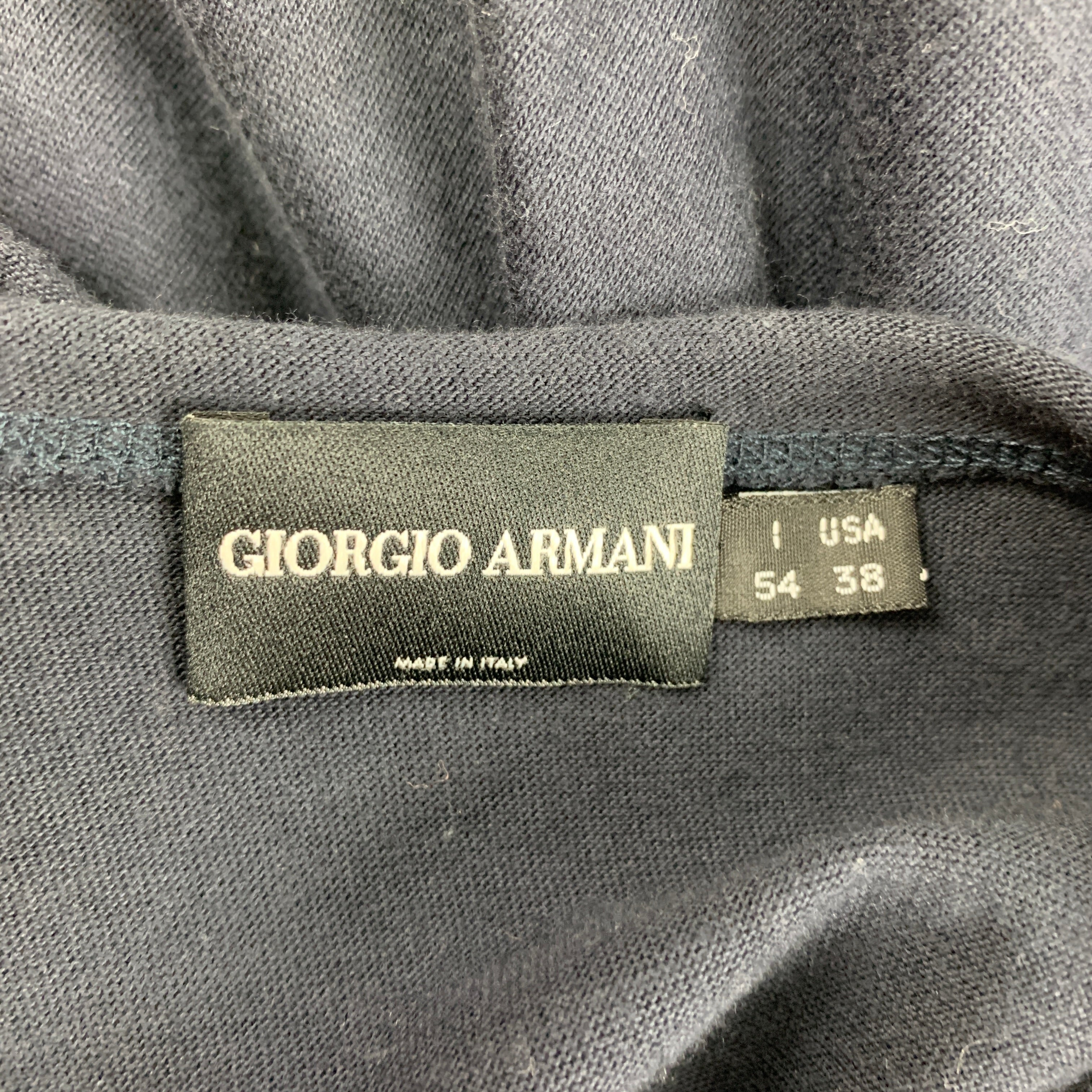 GIORGIO ARMANI Size L Navy Graphic Cotton Scoop Neck T-shirt - Image 5