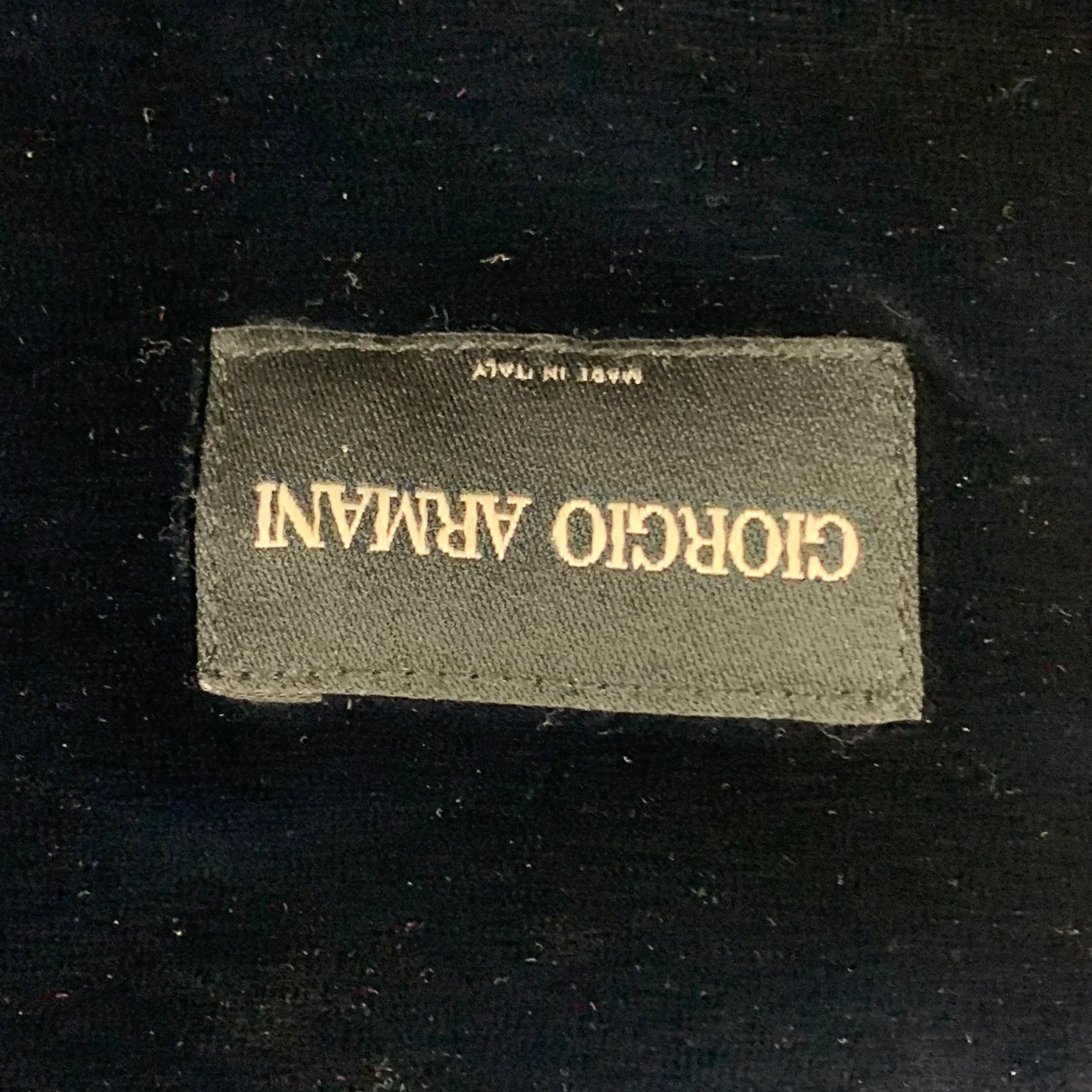 GIORGIO ARMANI Size L Navy Velvet Button Up Long Sleeve Shirt - Image 5