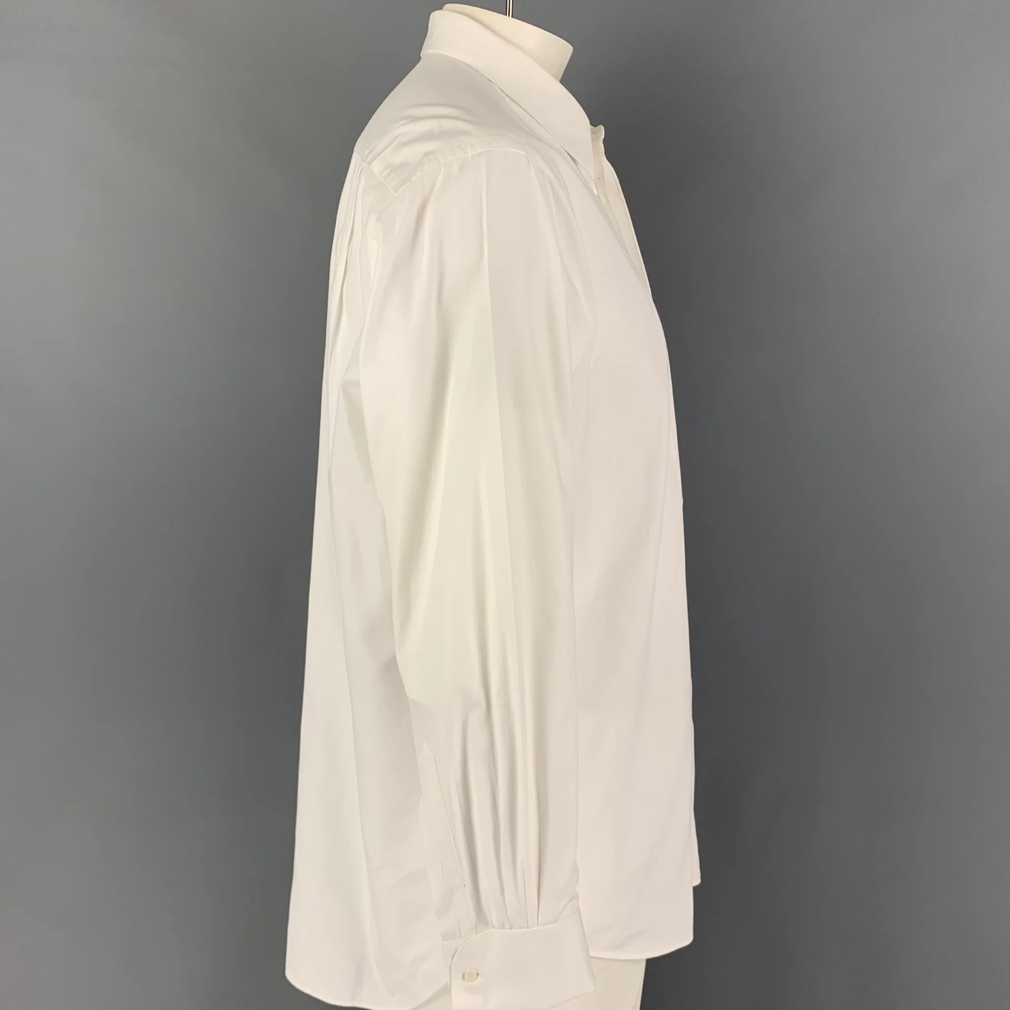 GIORGIO ARMANI Size L White Tuxedo Long Sleeve Shirt - Image 2