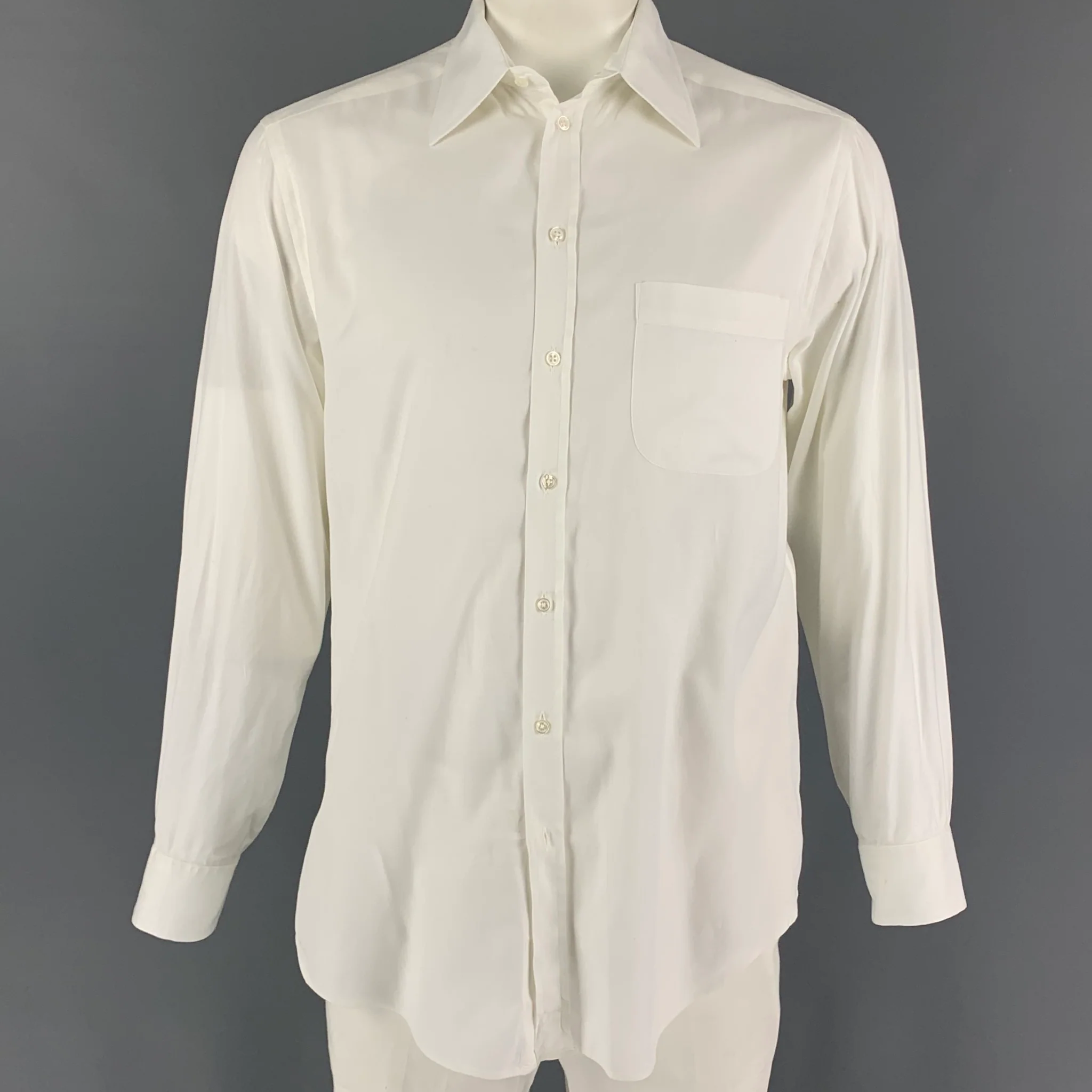 GIORGIO ARMANI Size M White Cotton Button Up Long Sleeve Shirt