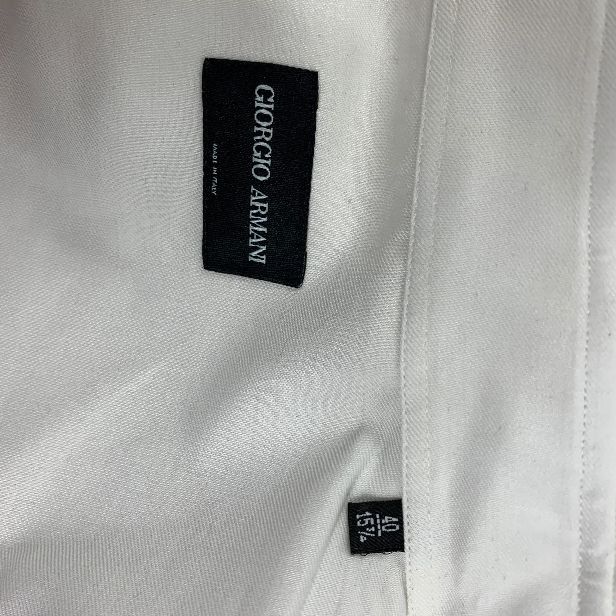GIORGIO ARMANI Size M White Cotton Button Up Long Sleeve Shirt - Image 5
