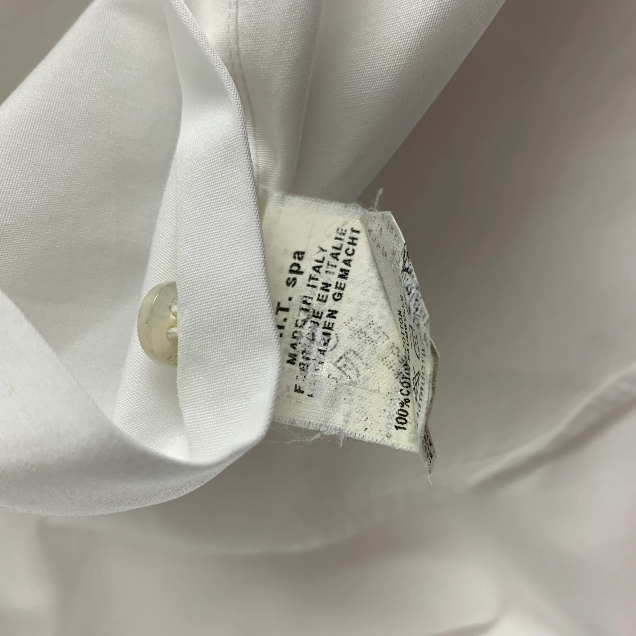 GIORGIO ARMANI Size M White Cotton Button Up Long Sleeve Shirt - Image 4