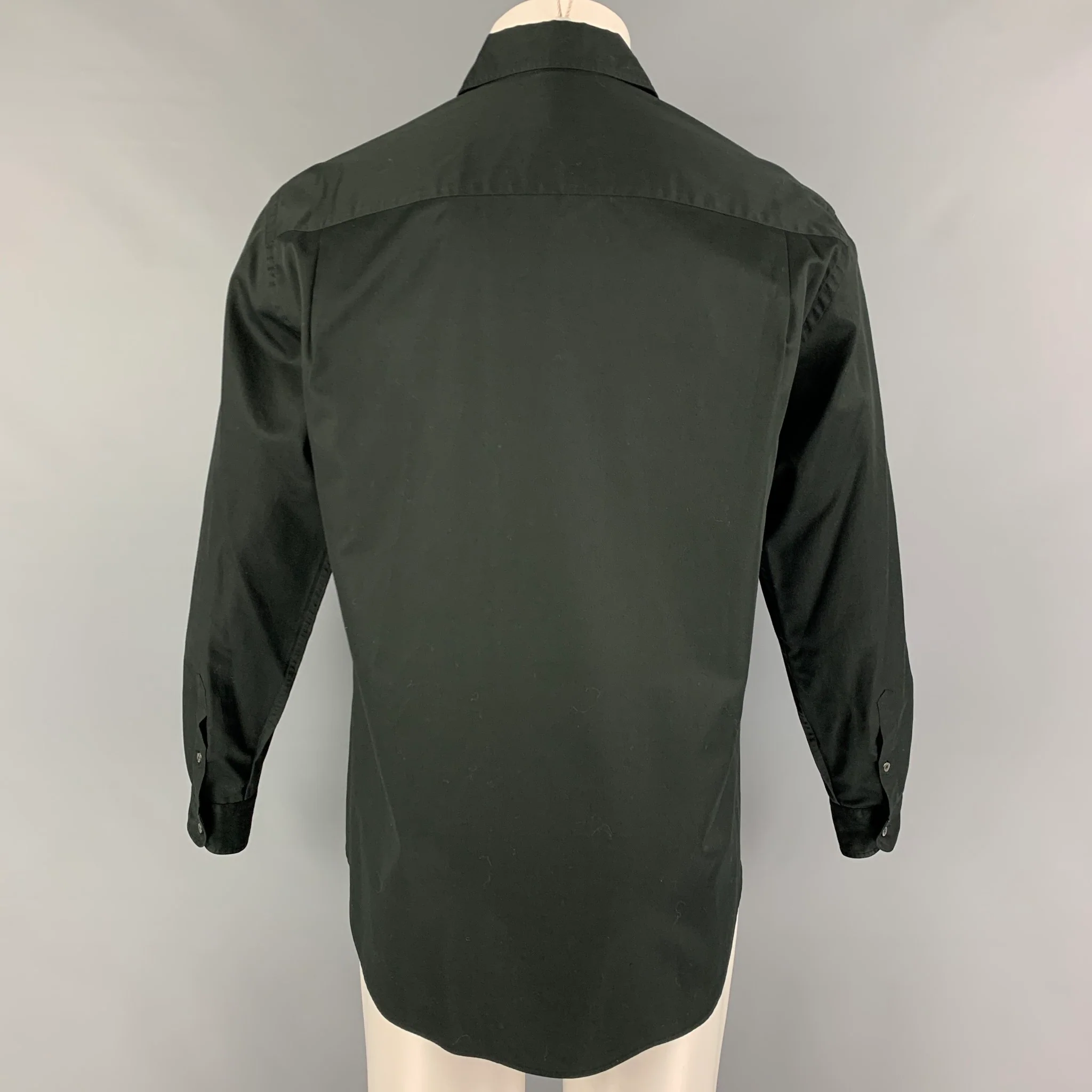 GIORGIO ARMANI Size S Black Cotton Button Up Long Sleeve Shirt - Image 3