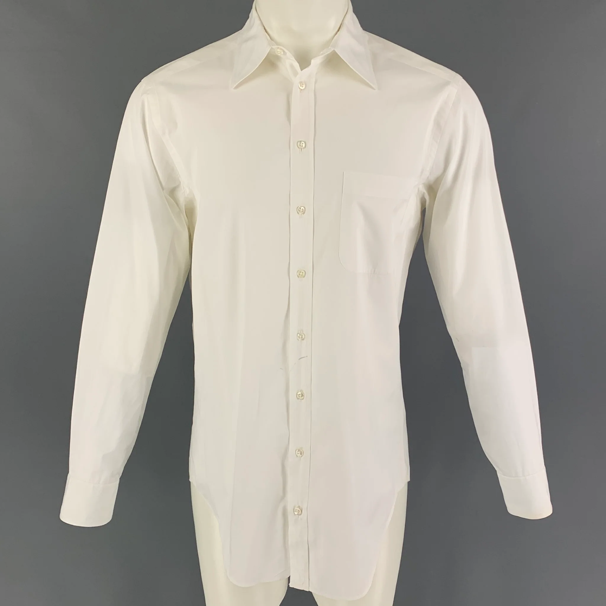 GIORGIO ARMANI Size S White Cotton Button Up Long Sleeve Shirt